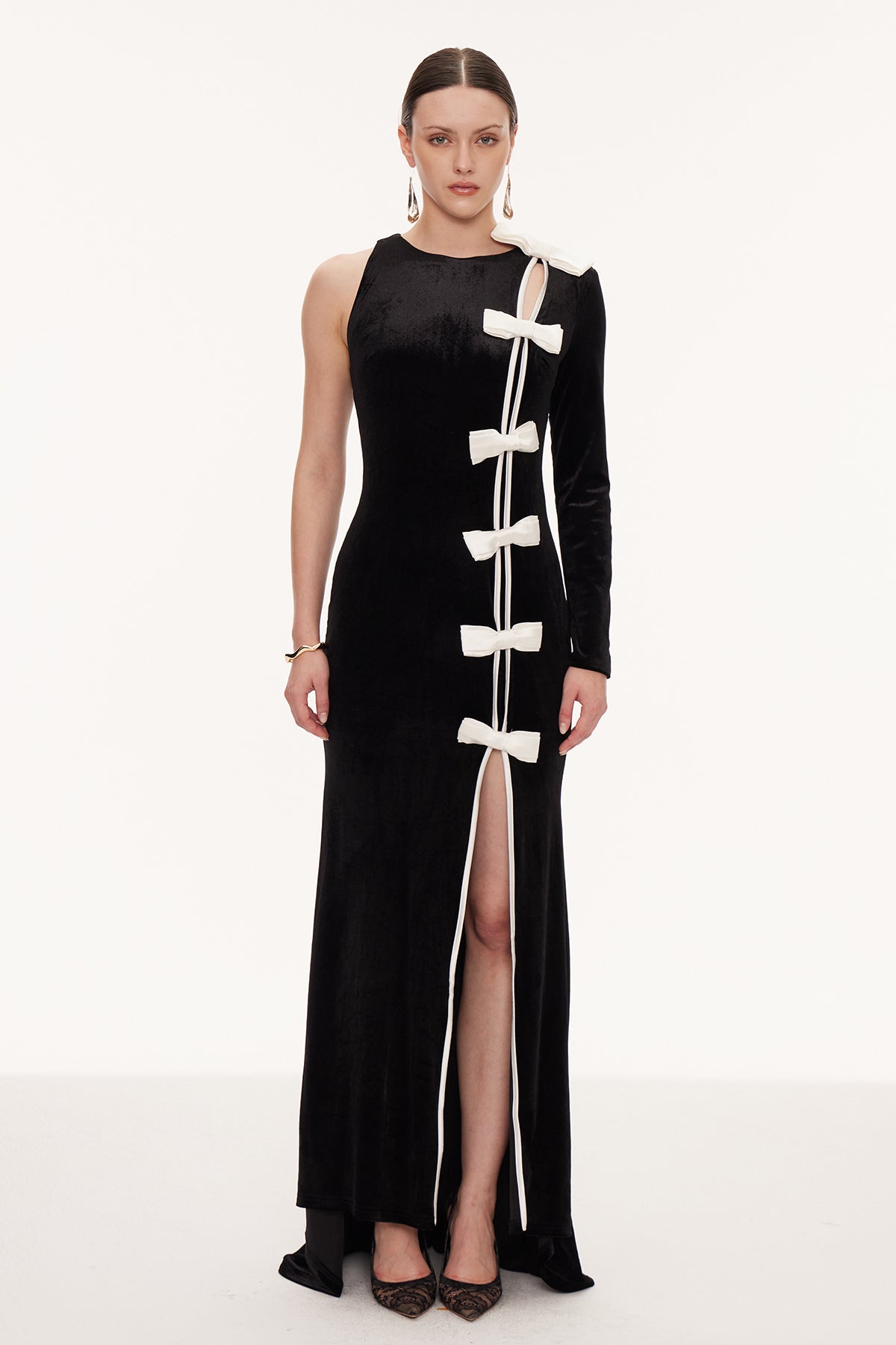 Ejder Asymmetric Bow Split Maxi Dress