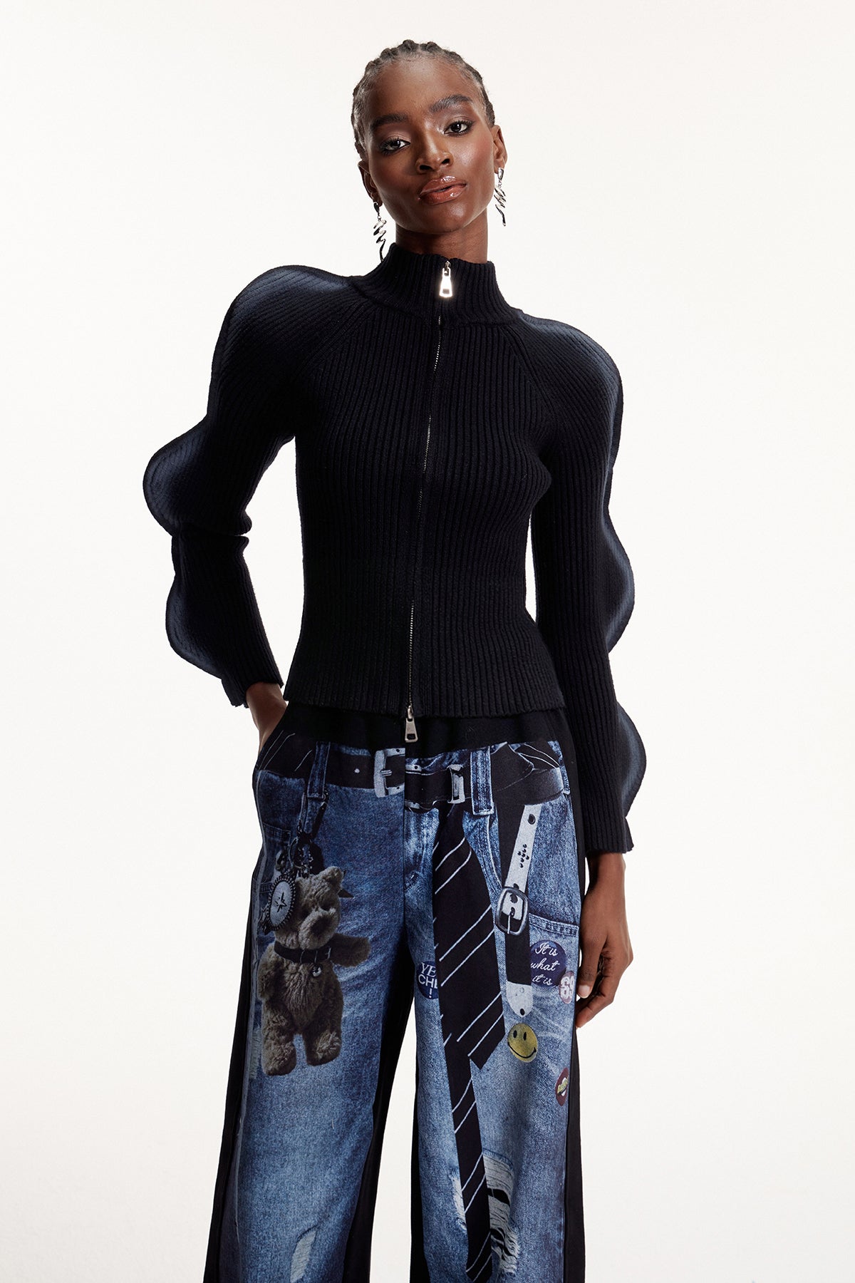 Ejvind Hayley Asymmetric Knit Top In Black