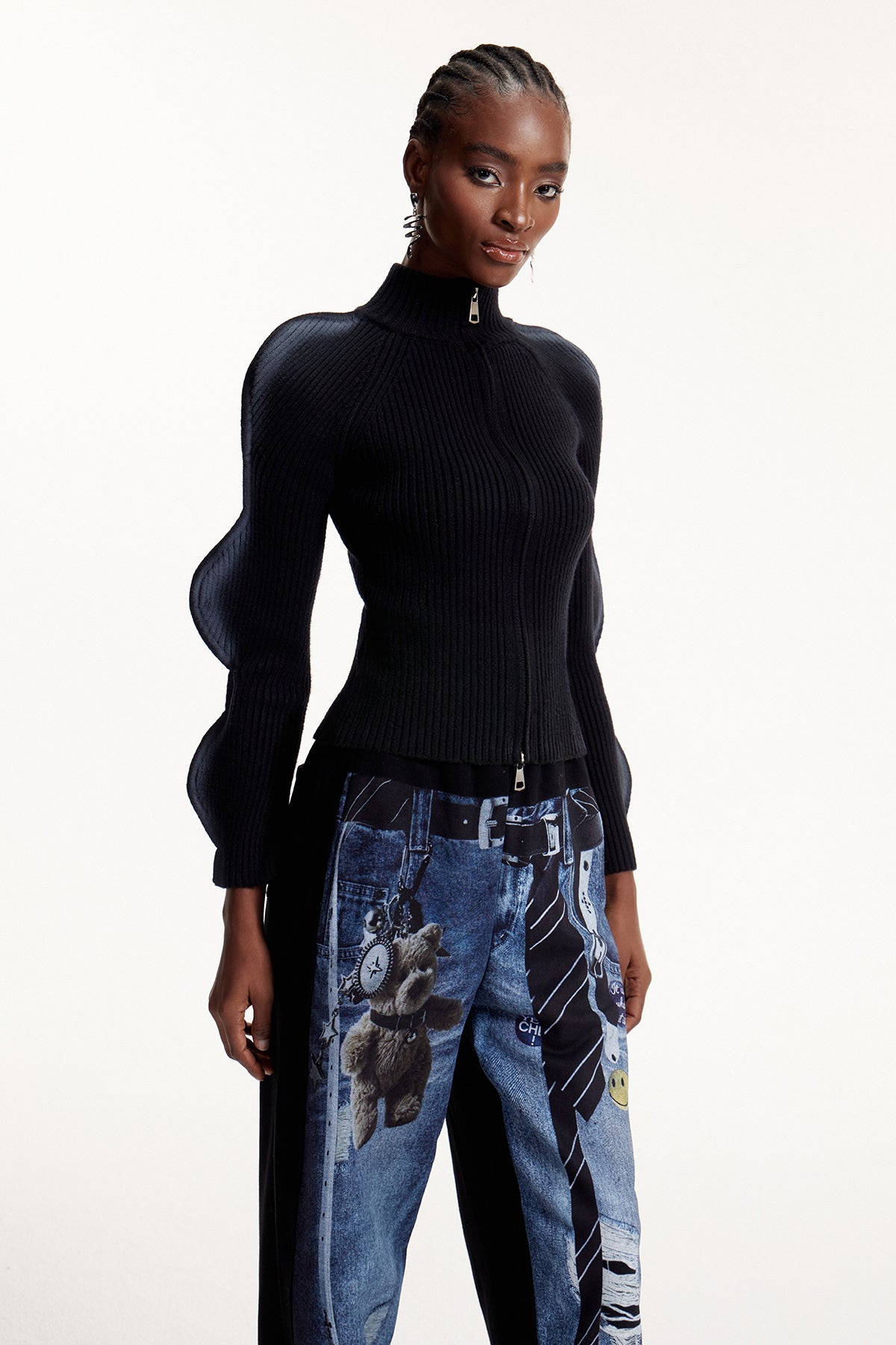 Ejvind Hayley Asymmetric Knit Top In Black