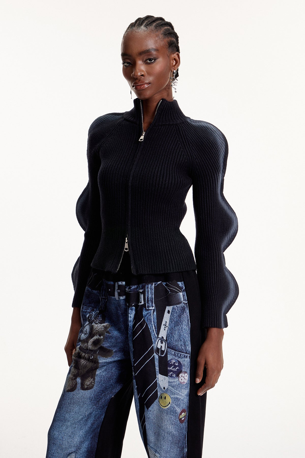 Ejvind Hayley Asymmetric Knit Top In Black