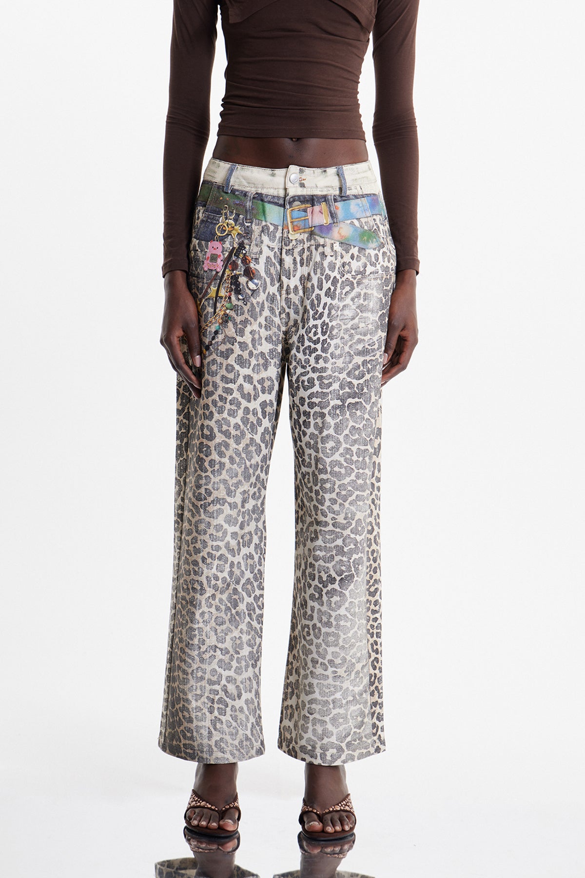 Ekkehardt Bleached Leopard Print Jeans