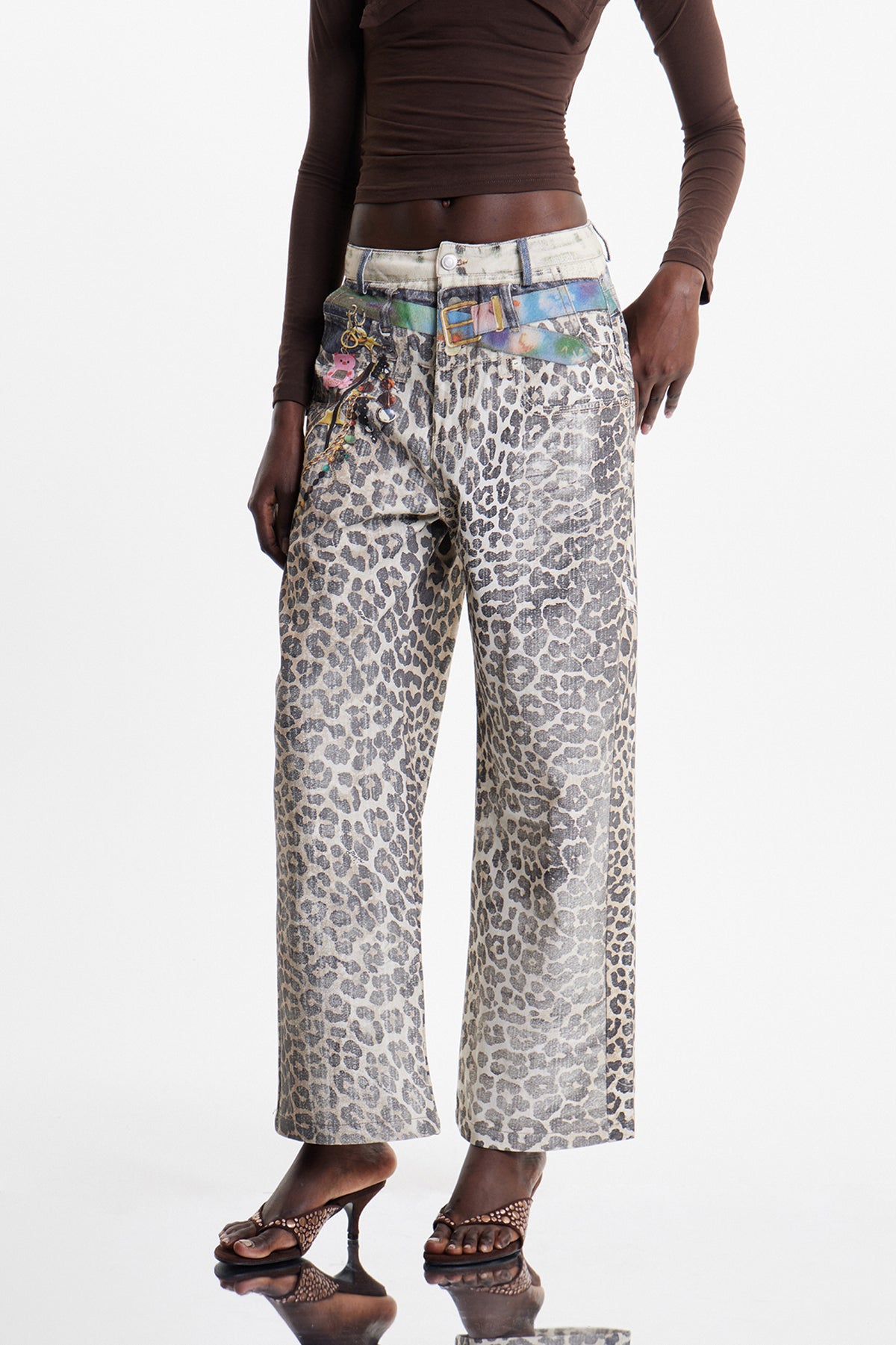 Ekkehardt Bleached Leopard Print Jeans