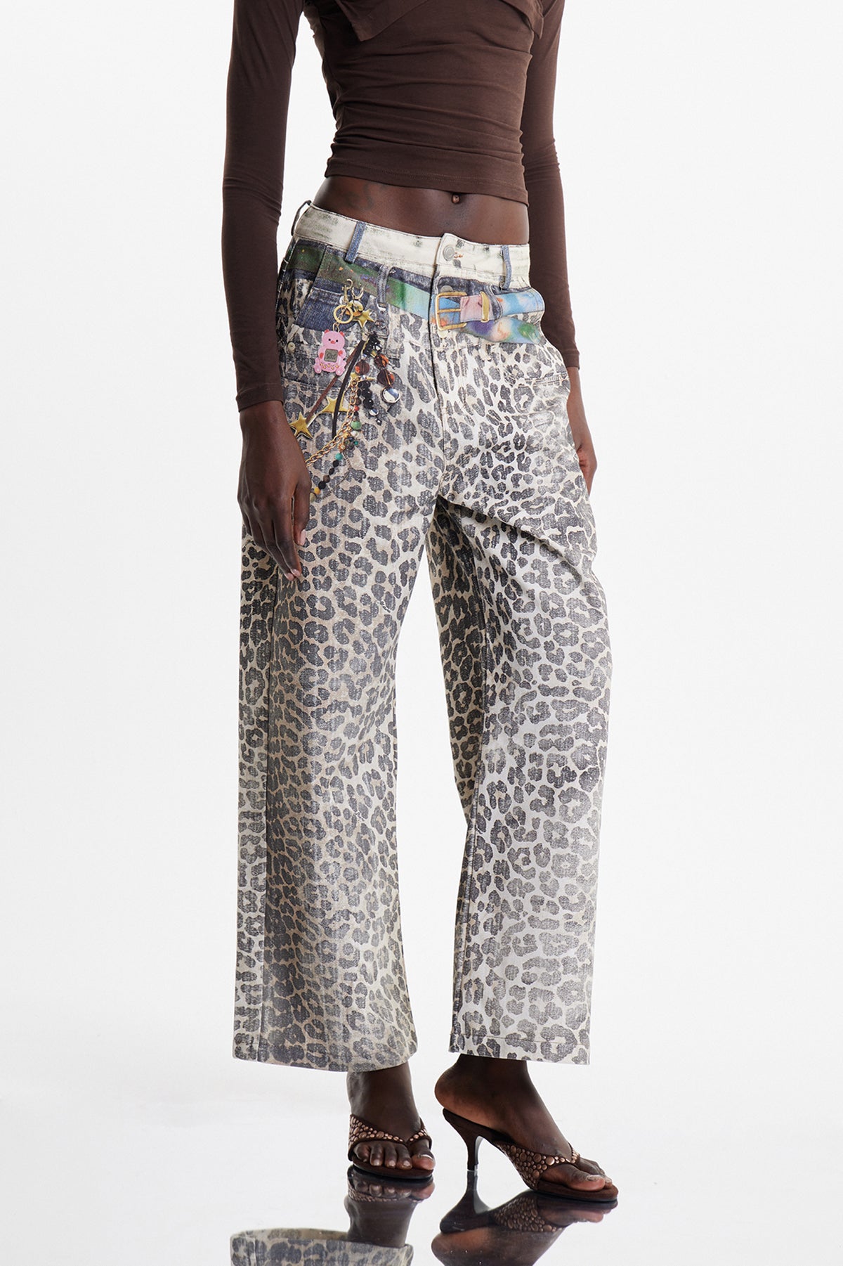 Ekkehardt Bleached Leopard Print Jeans