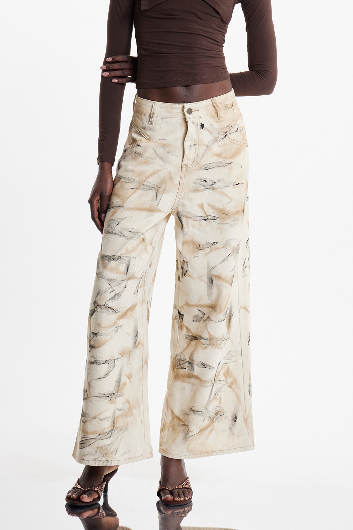 Eko Asymmetric Print Jeans