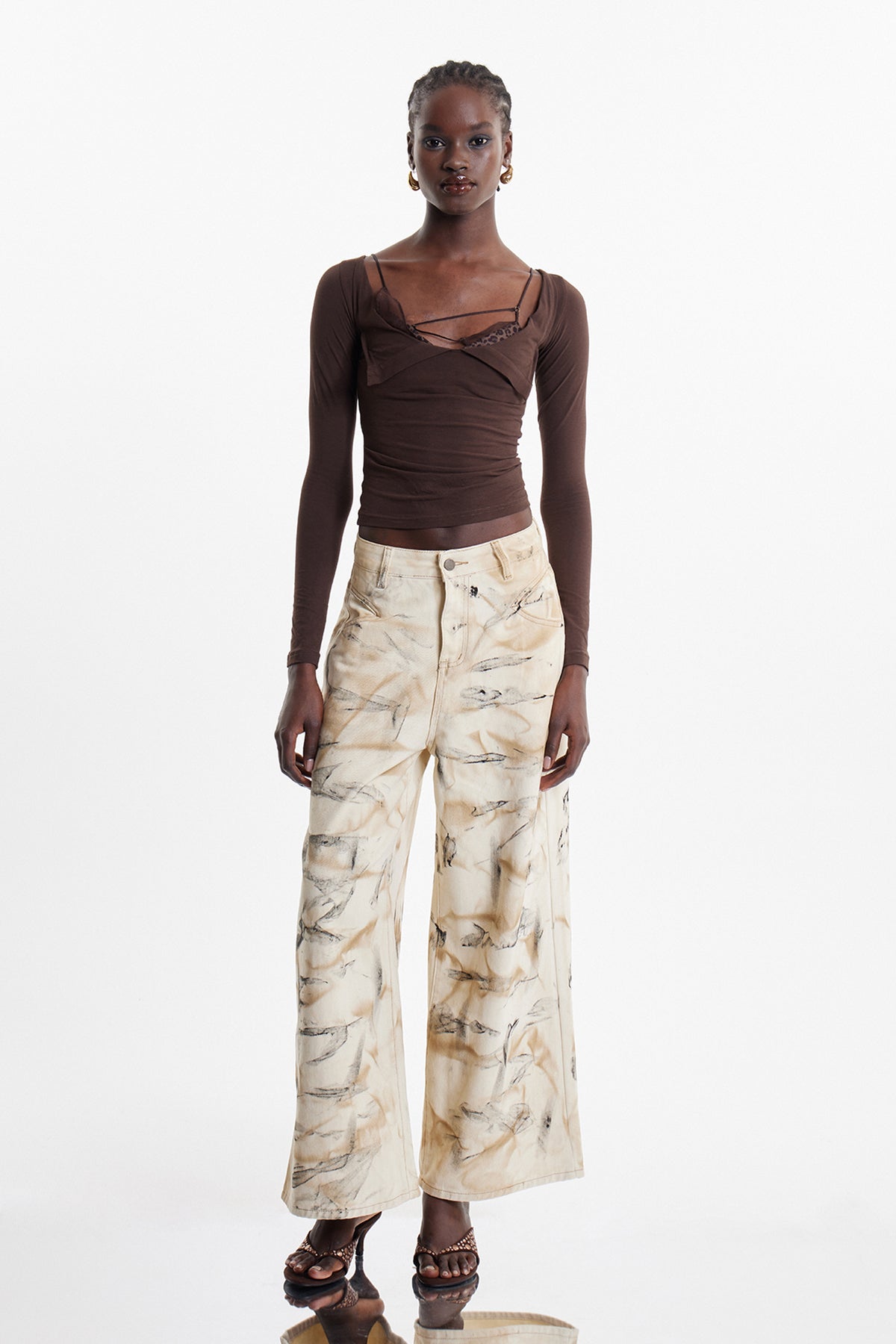Eko Asymmetric Print Jeans