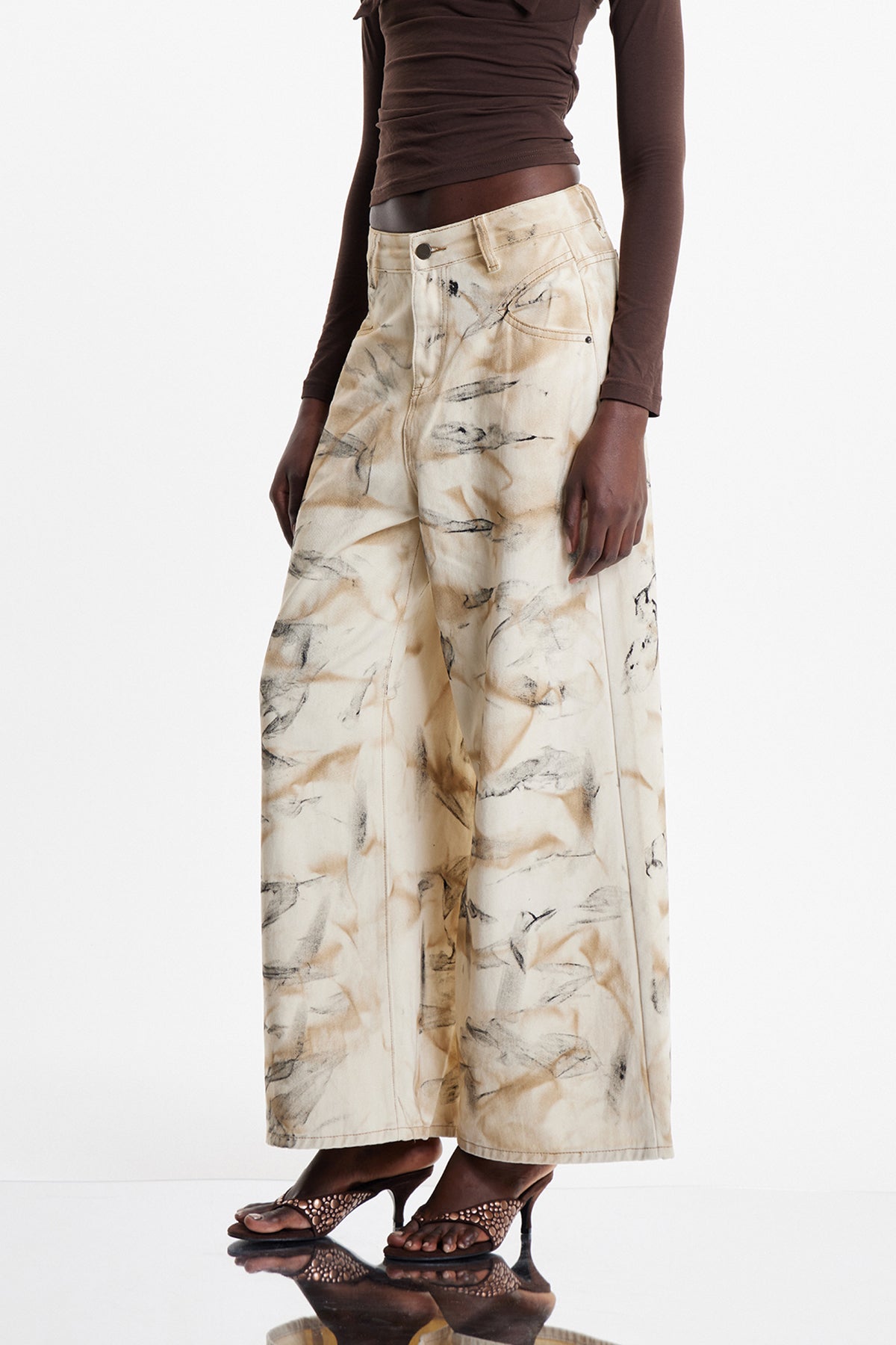 Eko Asymmetric Print Jeans