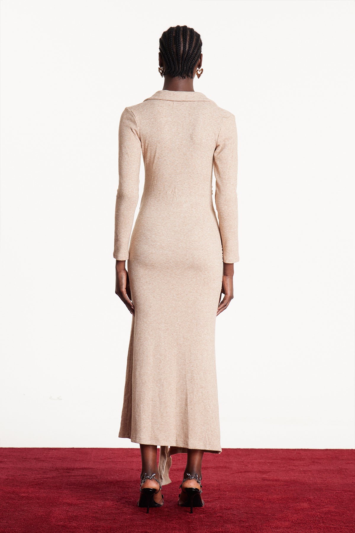 Ekwueme Tie Up Split Knit Maxi Dress