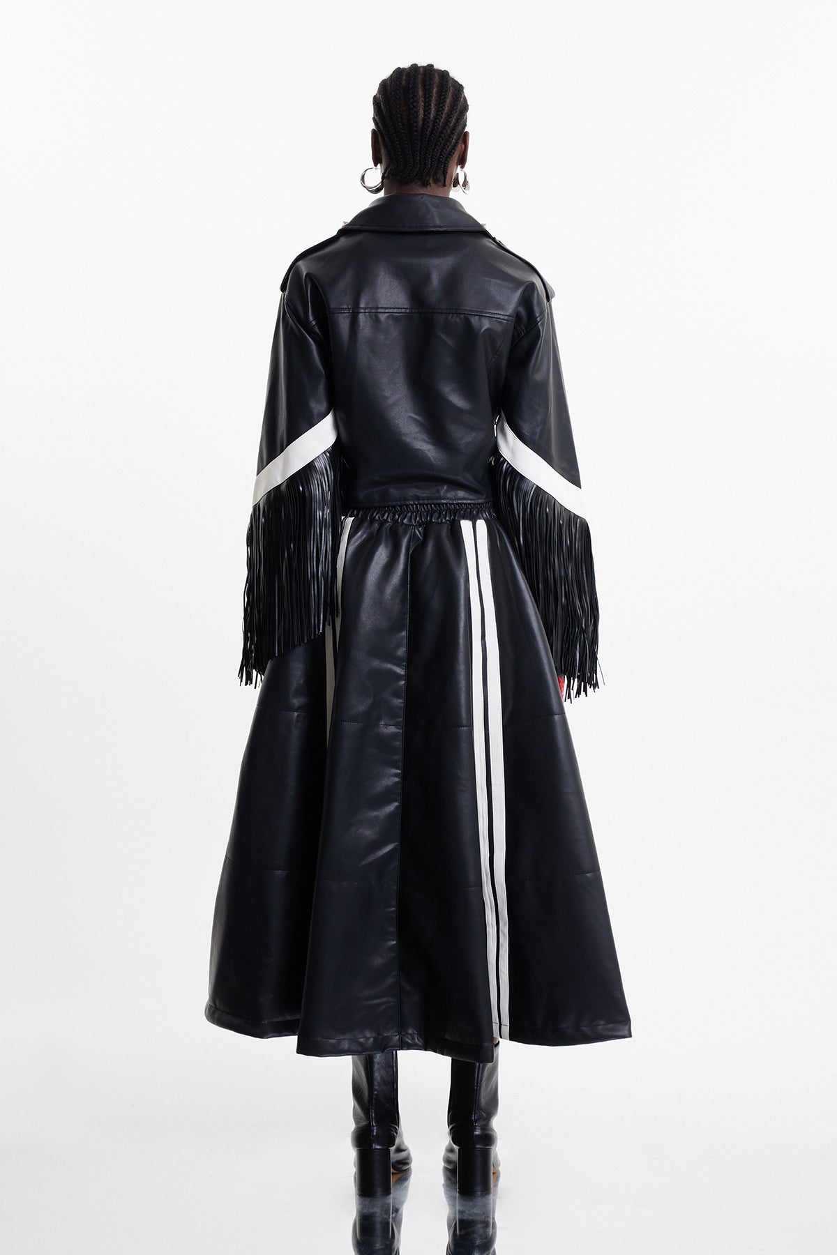 Elam Deconstruct Fringe Studded Leather Jacket