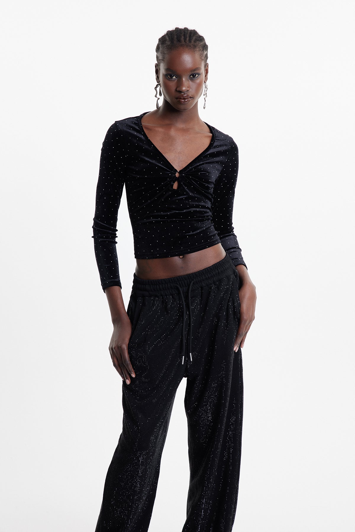 Elara Rhinestone Velvet Top