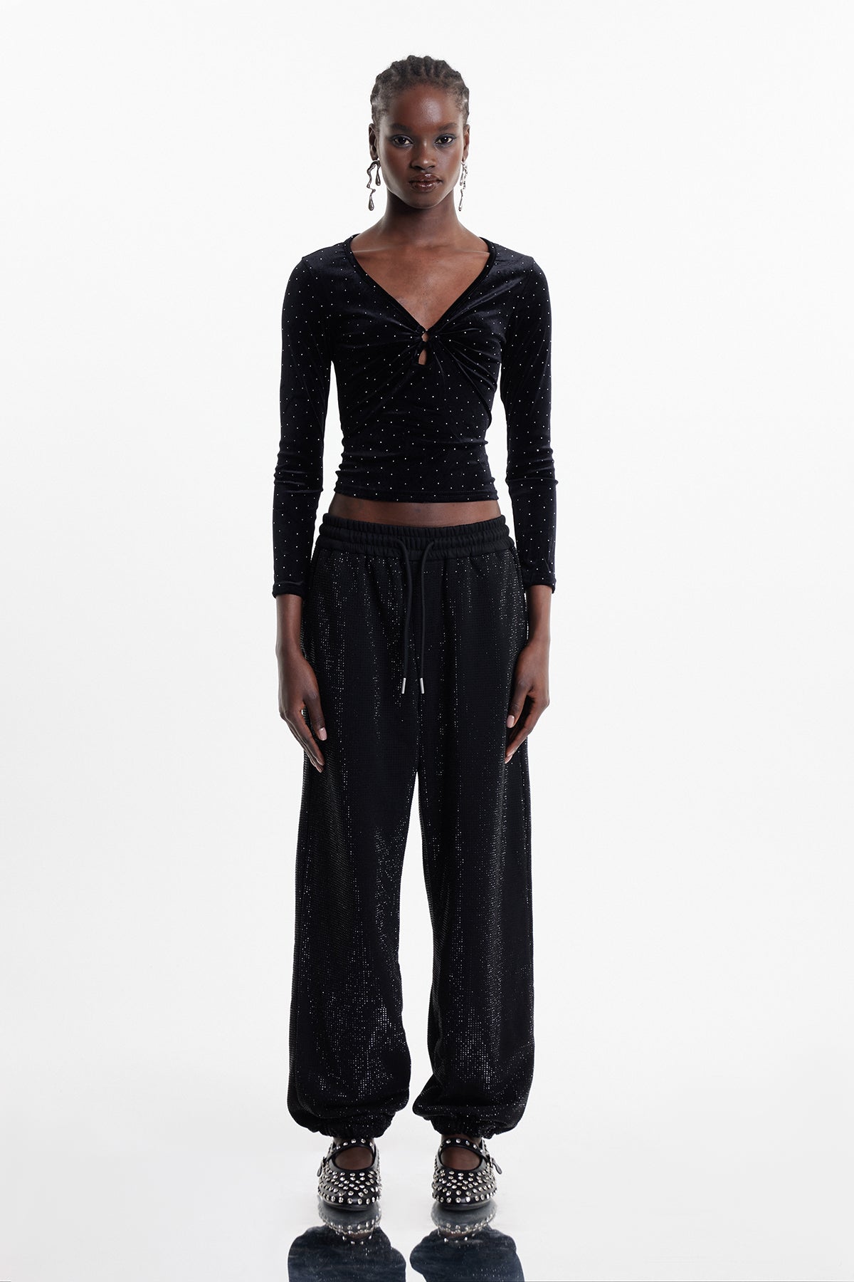 Elara Rhinestone Velvet Top