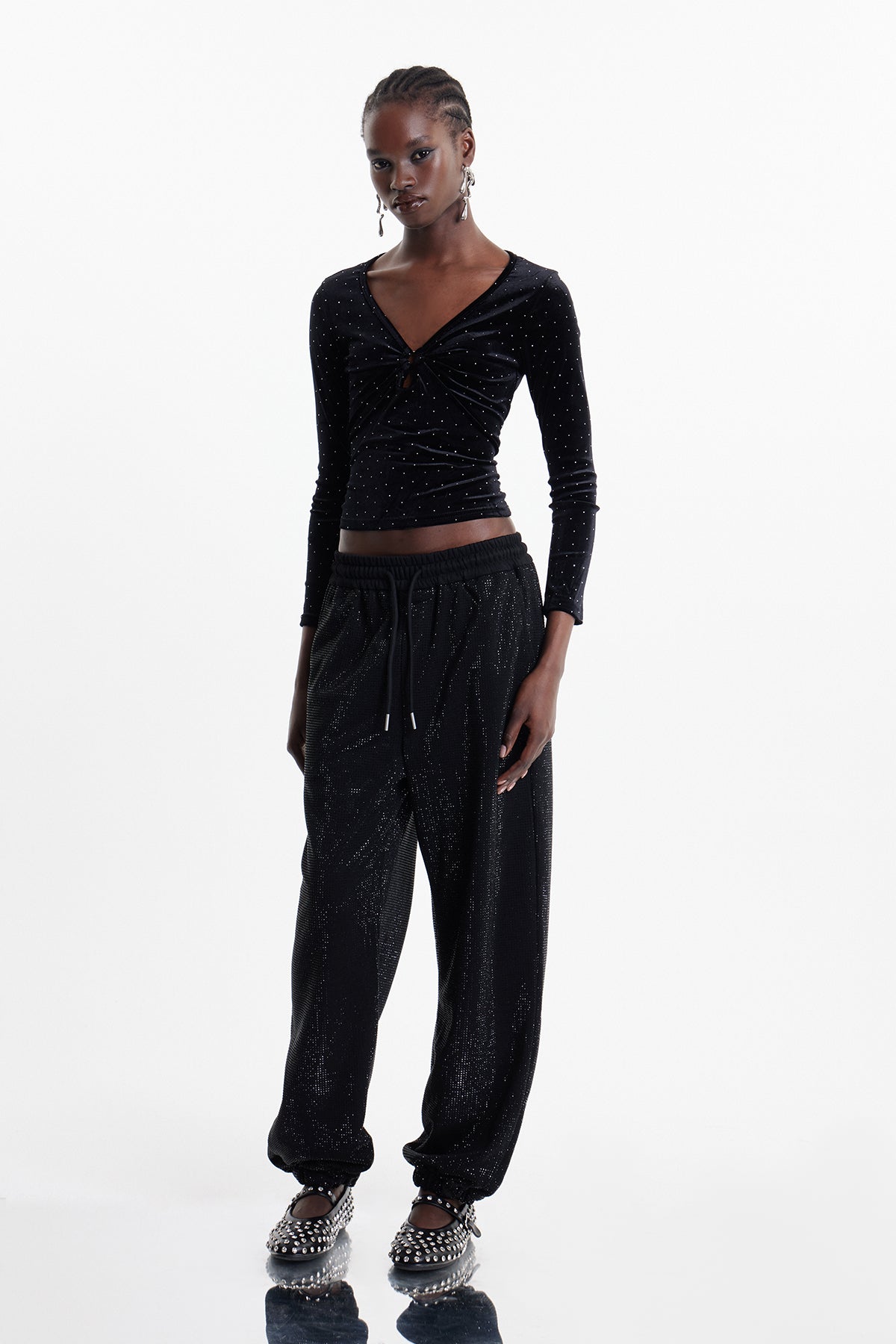 Elara Rhinestone Velvet Top