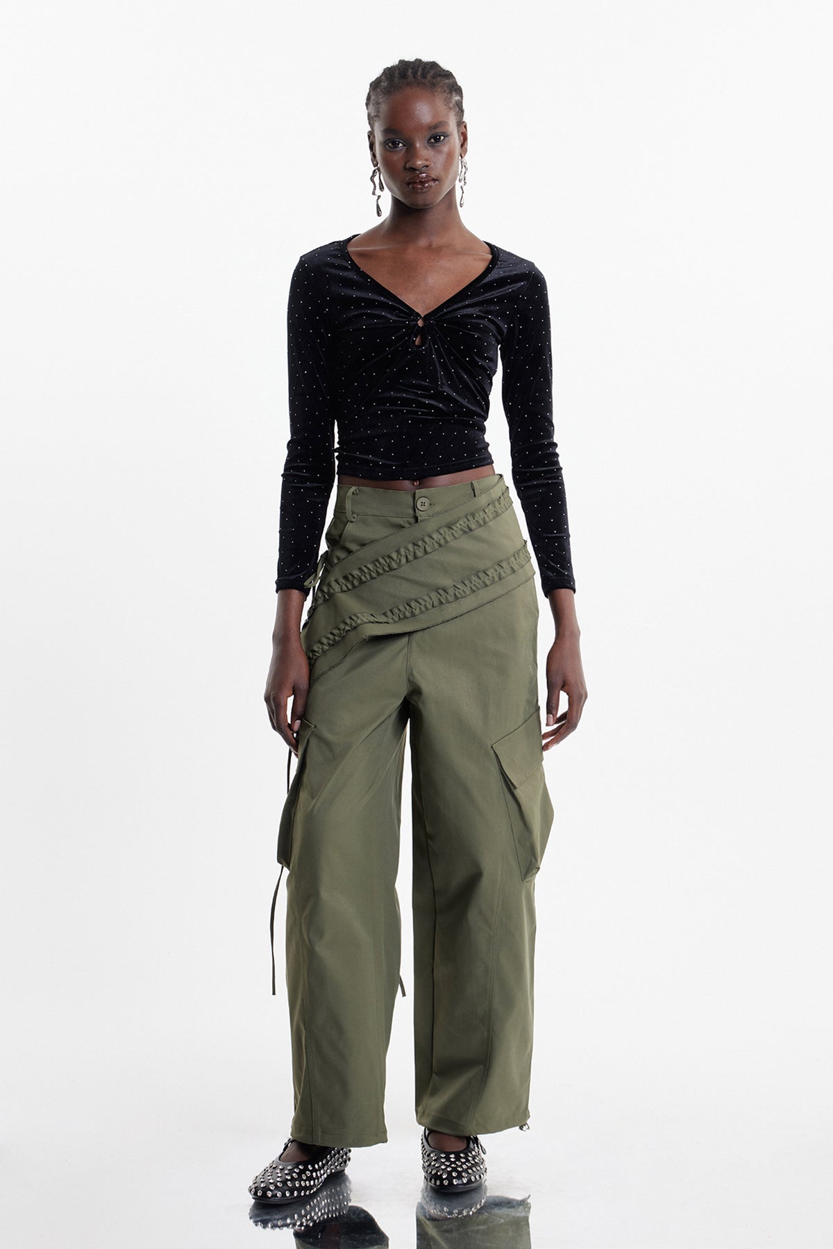 Elazar Deconstruct Asymmetric Cargo Pants In Green