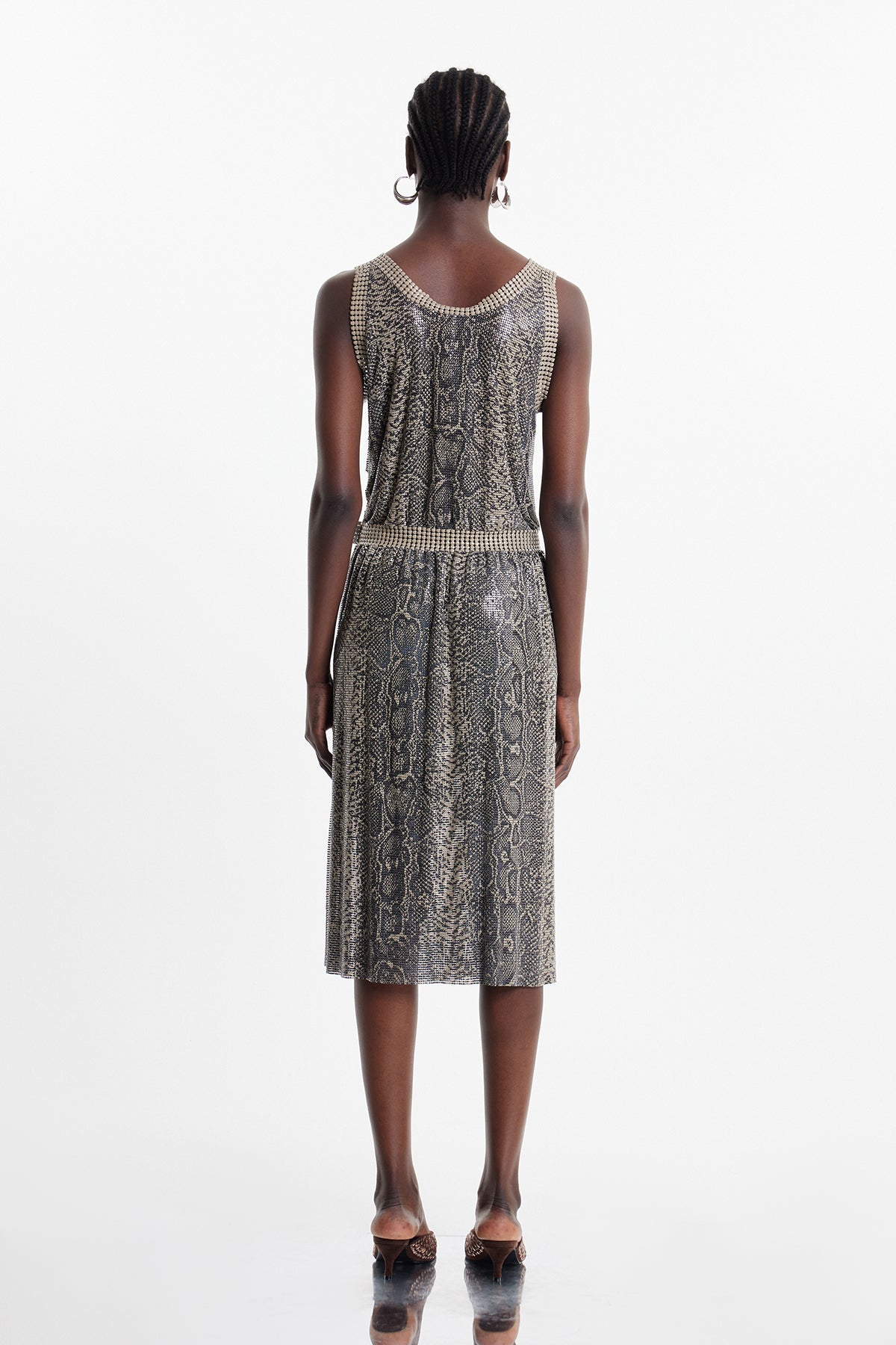 Elbert Python Print Plunge Midi Dress