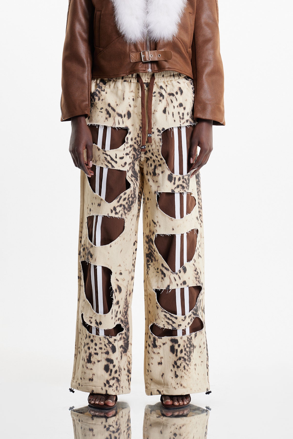 Elchanan Cutout Leopard Stripe Pants
