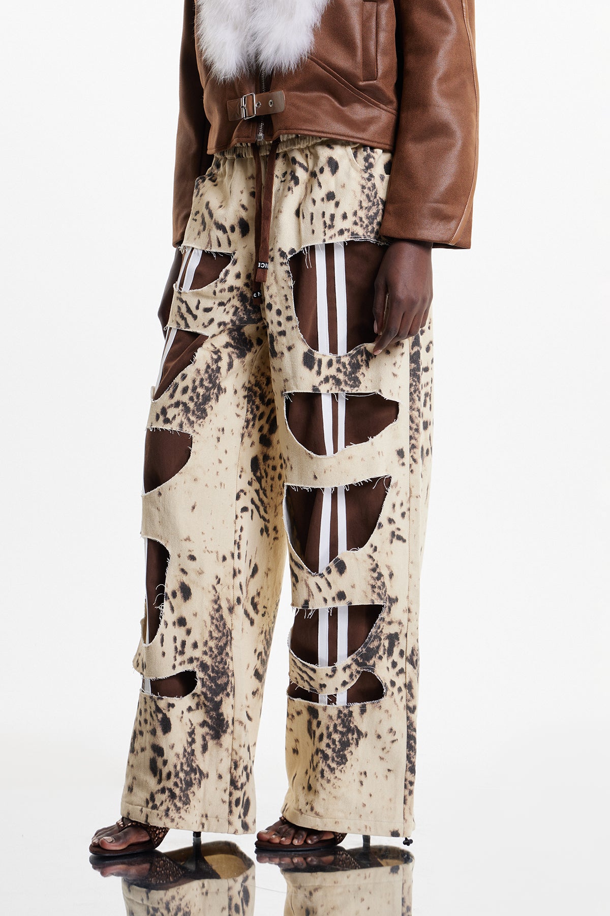 Elchanan Cutout Leopard Stripe Pants