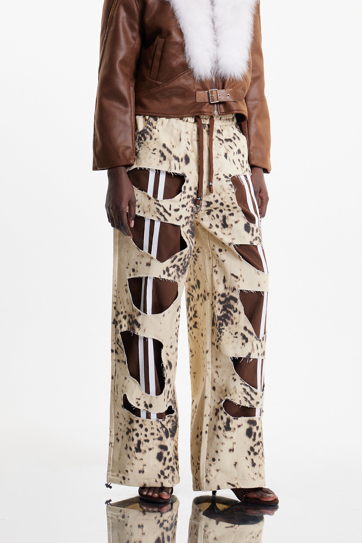 Elchanan Cutout Leopard Stripe Pants