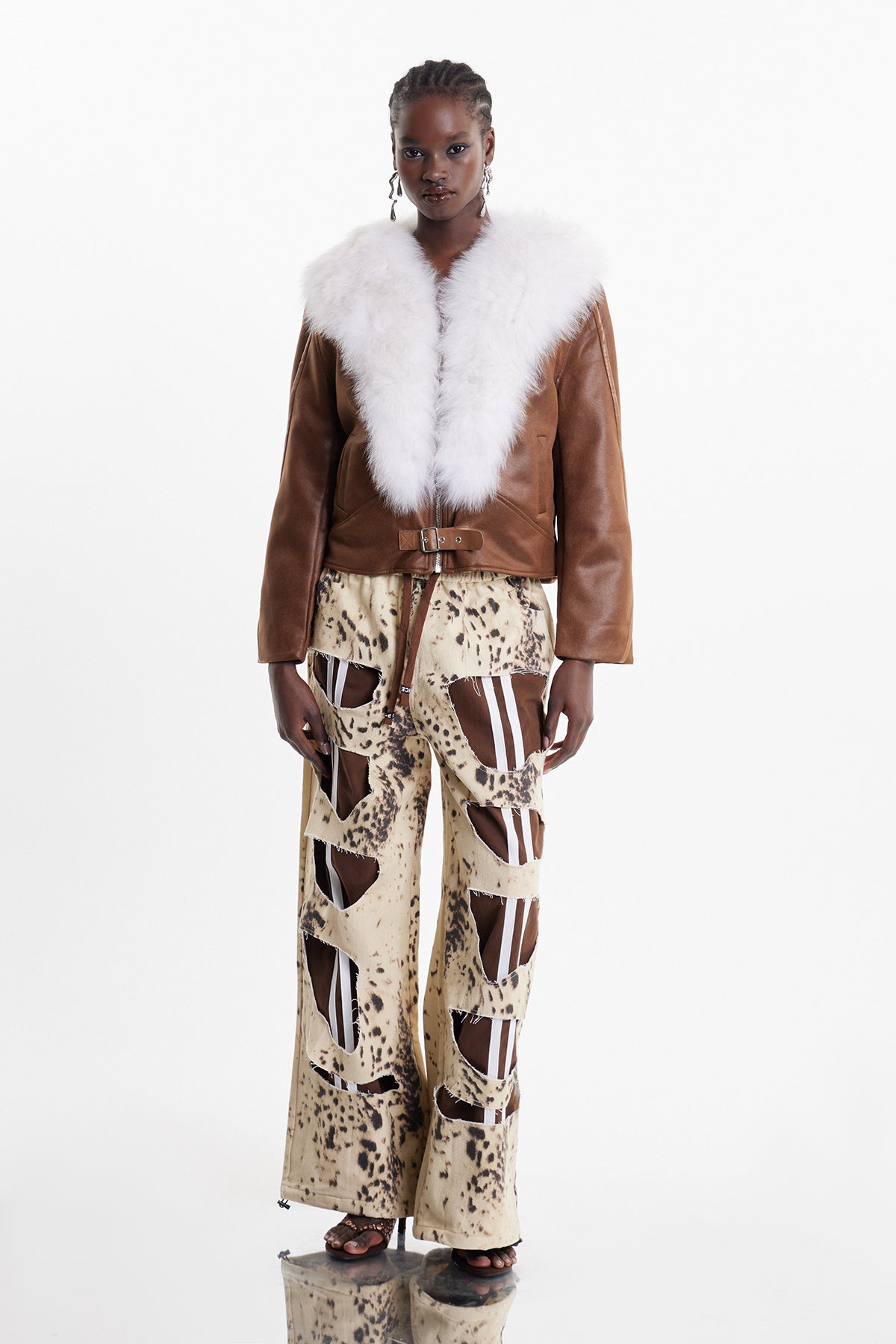 Elchanan Cutout Leopard Stripe Pants