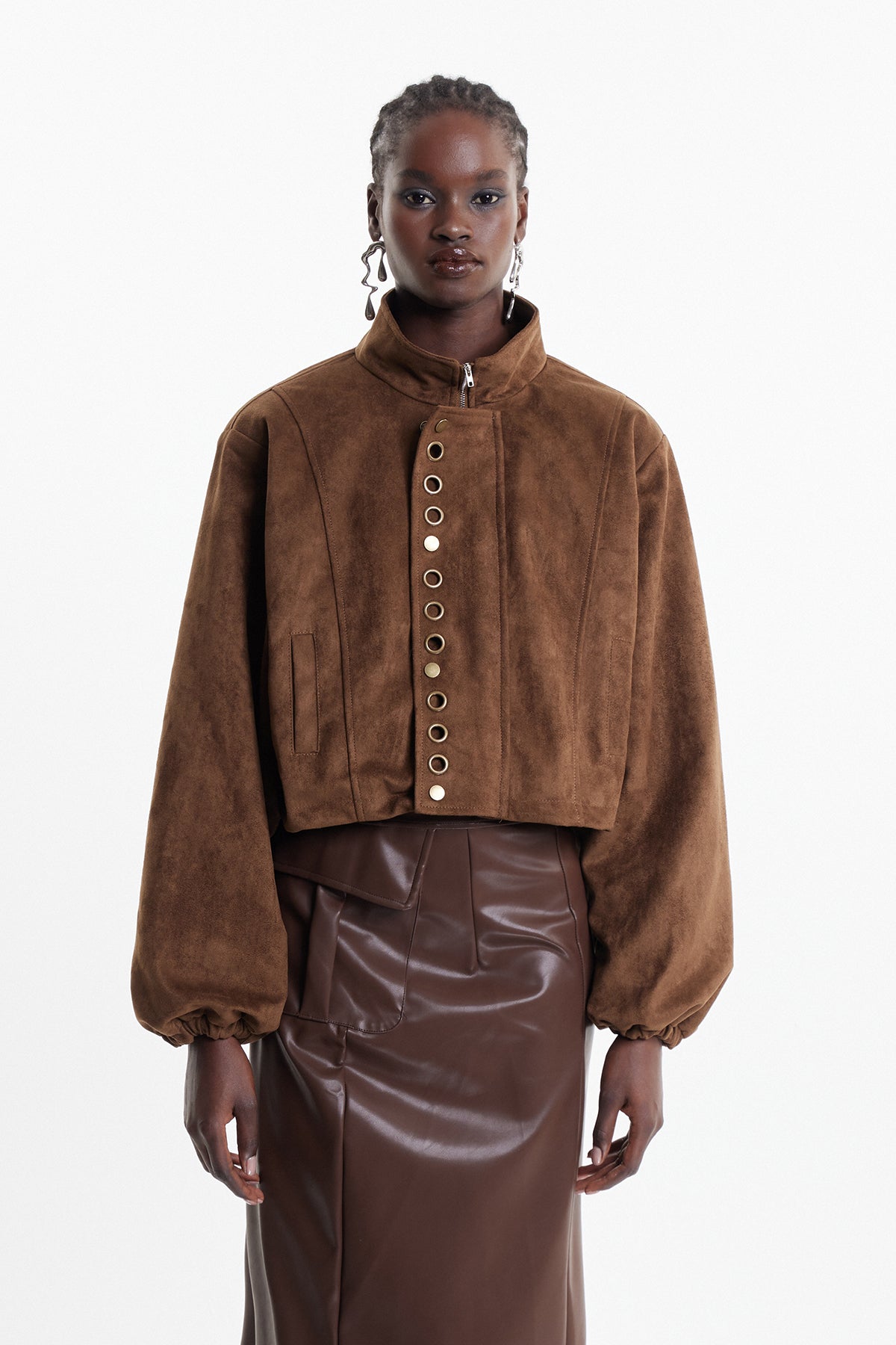 Elda Eyelet Suede Jacket