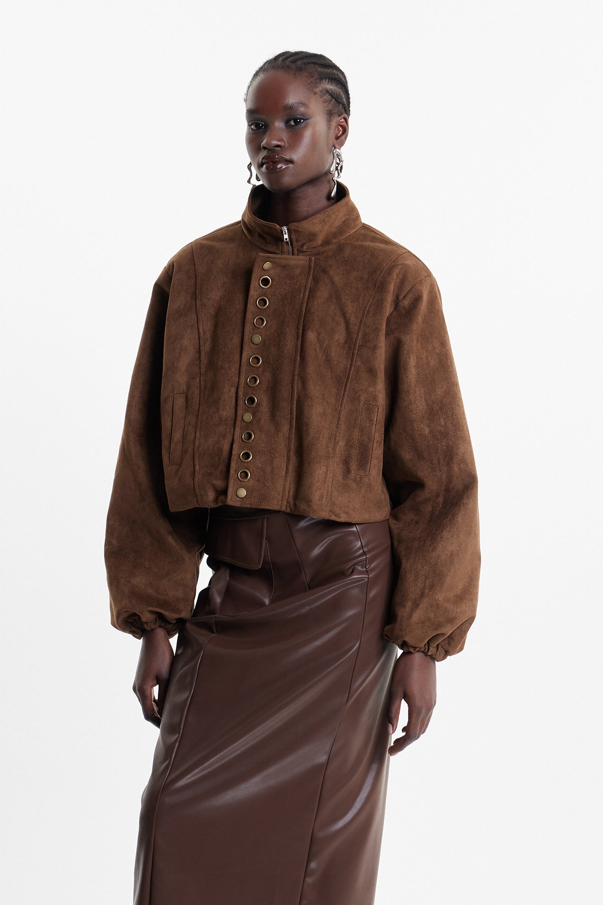 Elda Eyelet Suede Jacket