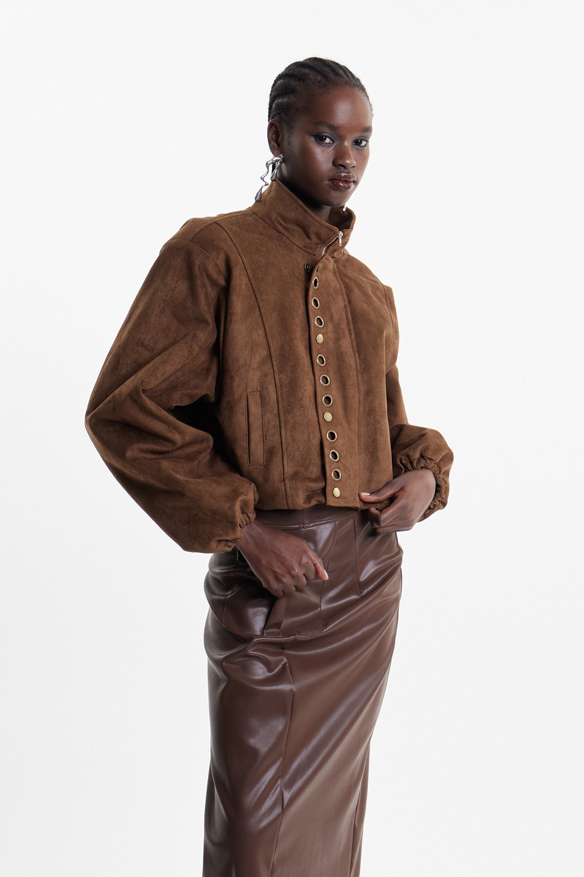 Elda Eyelet Suede Jacket