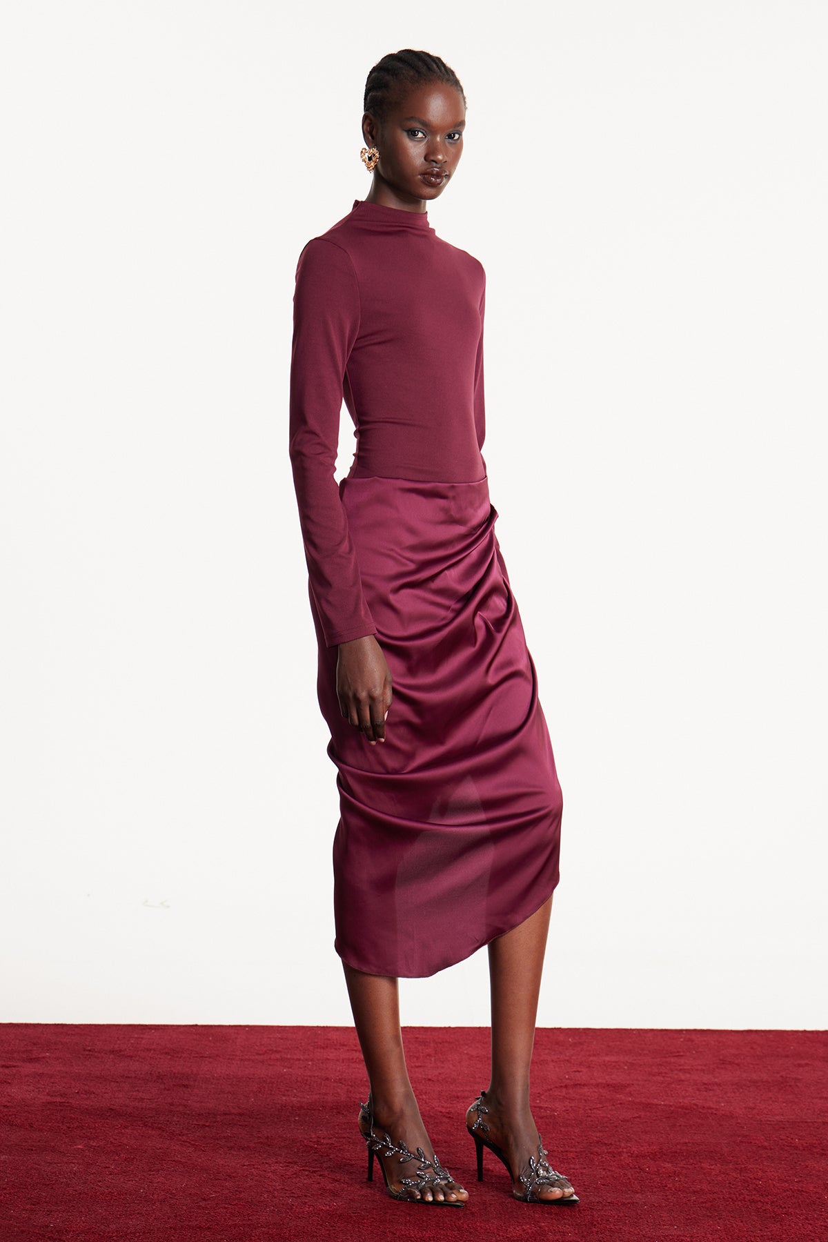 Eldad Asymmetric Satin Midi Dress
