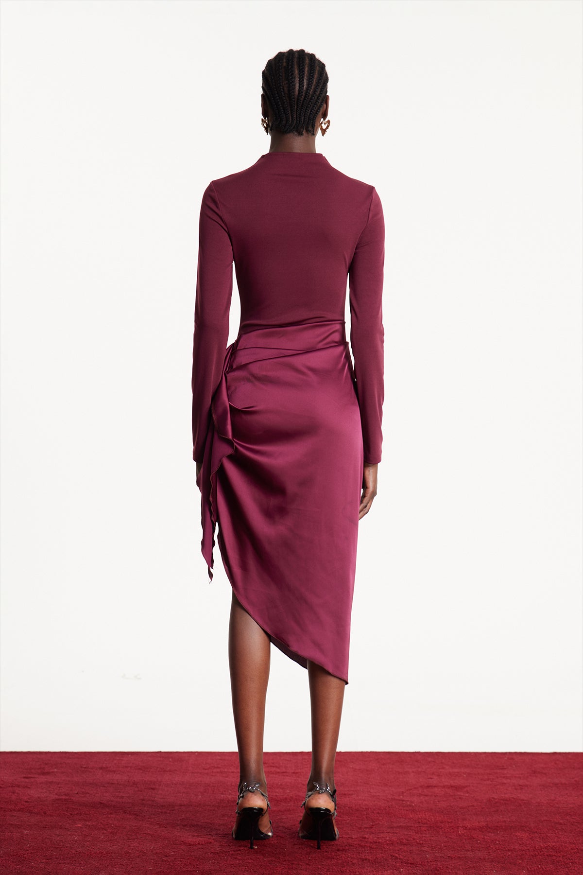 Eldad Asymmetric Satin Midi Dress