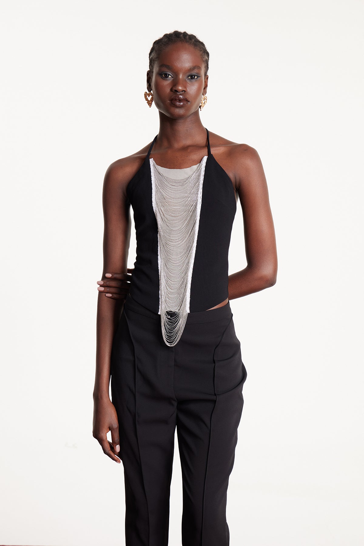 Elder Halter Neck Pearl Chain Top