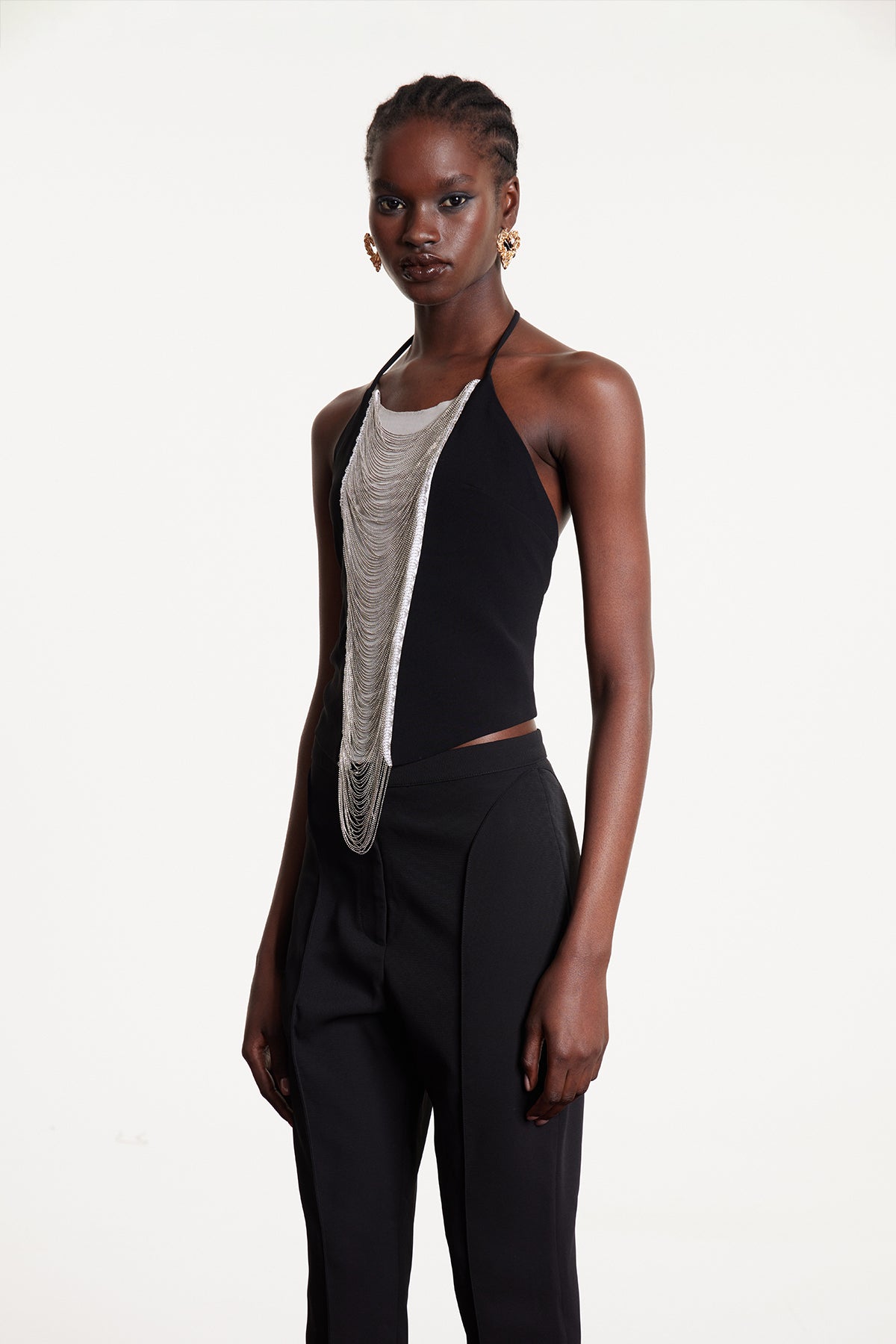 Elder Halter Neck Pearl Chain Top