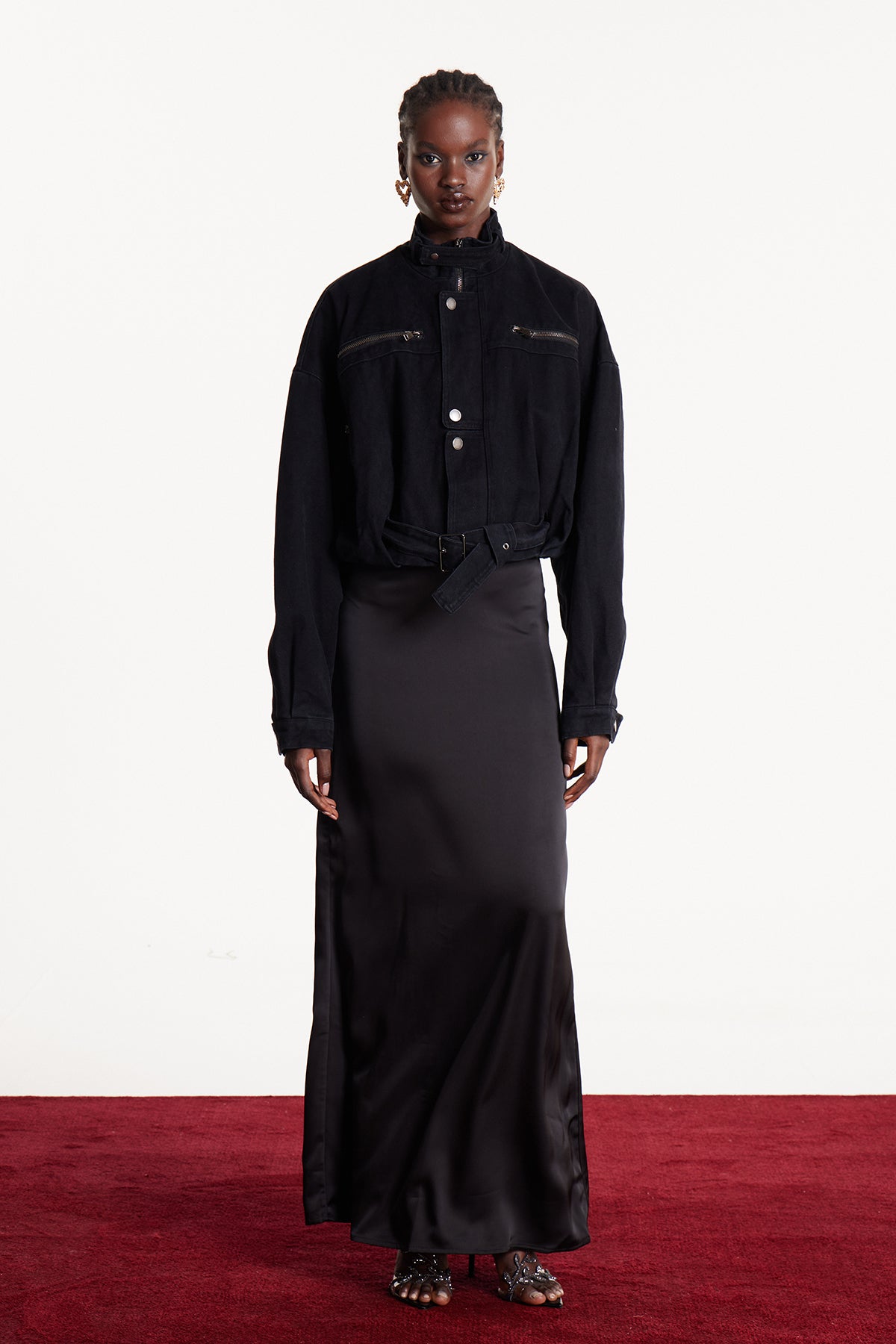 Eleanor Funnel Neck Crop Denim Jacket