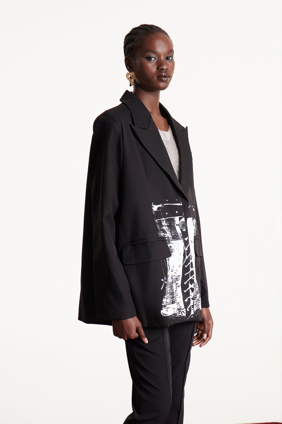 Eleazar Print Oversized Blazer