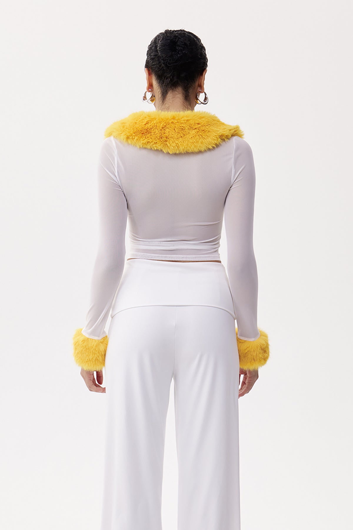 Elena Faux Fur Lace Up Top