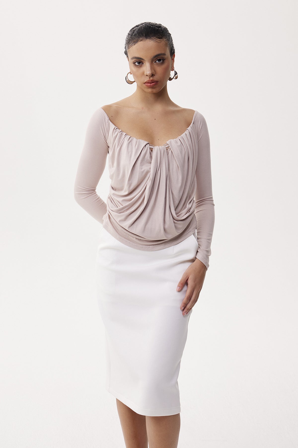 Elene Off Shoulder Ruch Top