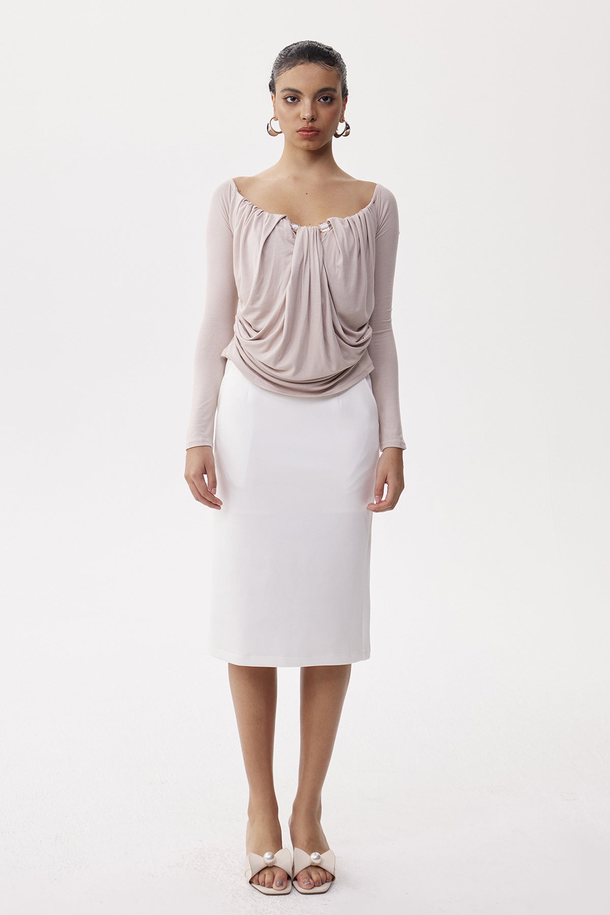 Elene Off Shoulder Ruch Top