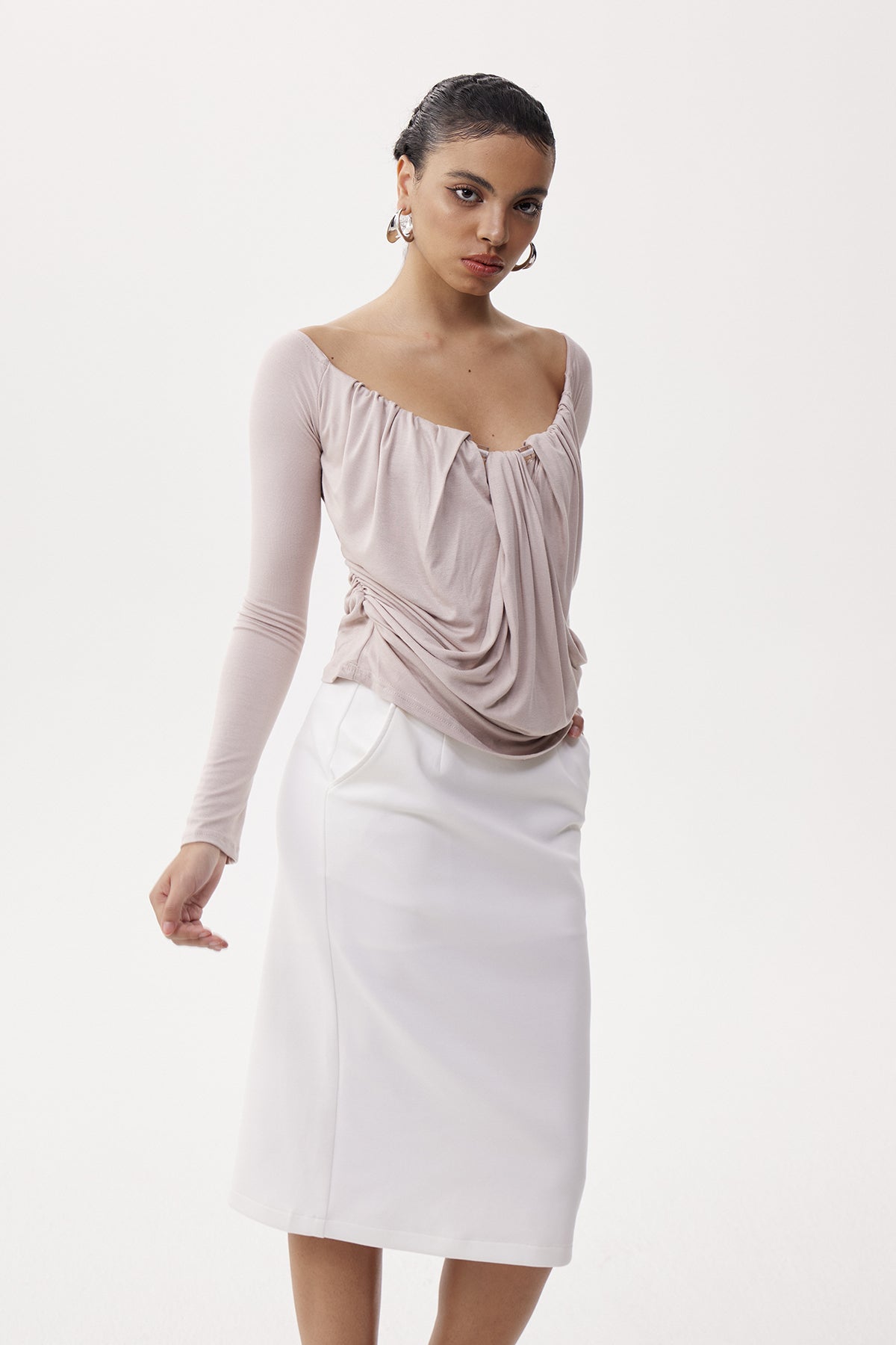 Elene Off Shoulder Ruch Top