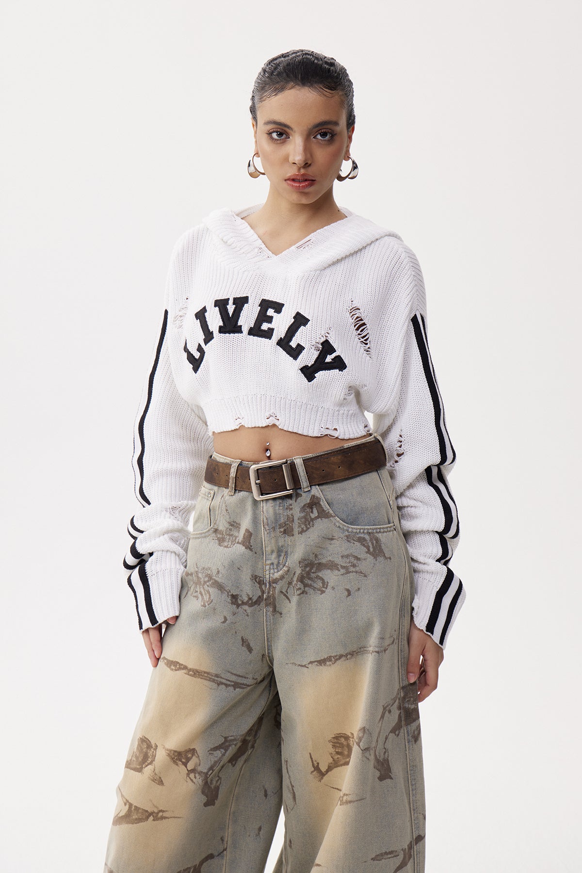 Eleni Stripe Crop Knit Top