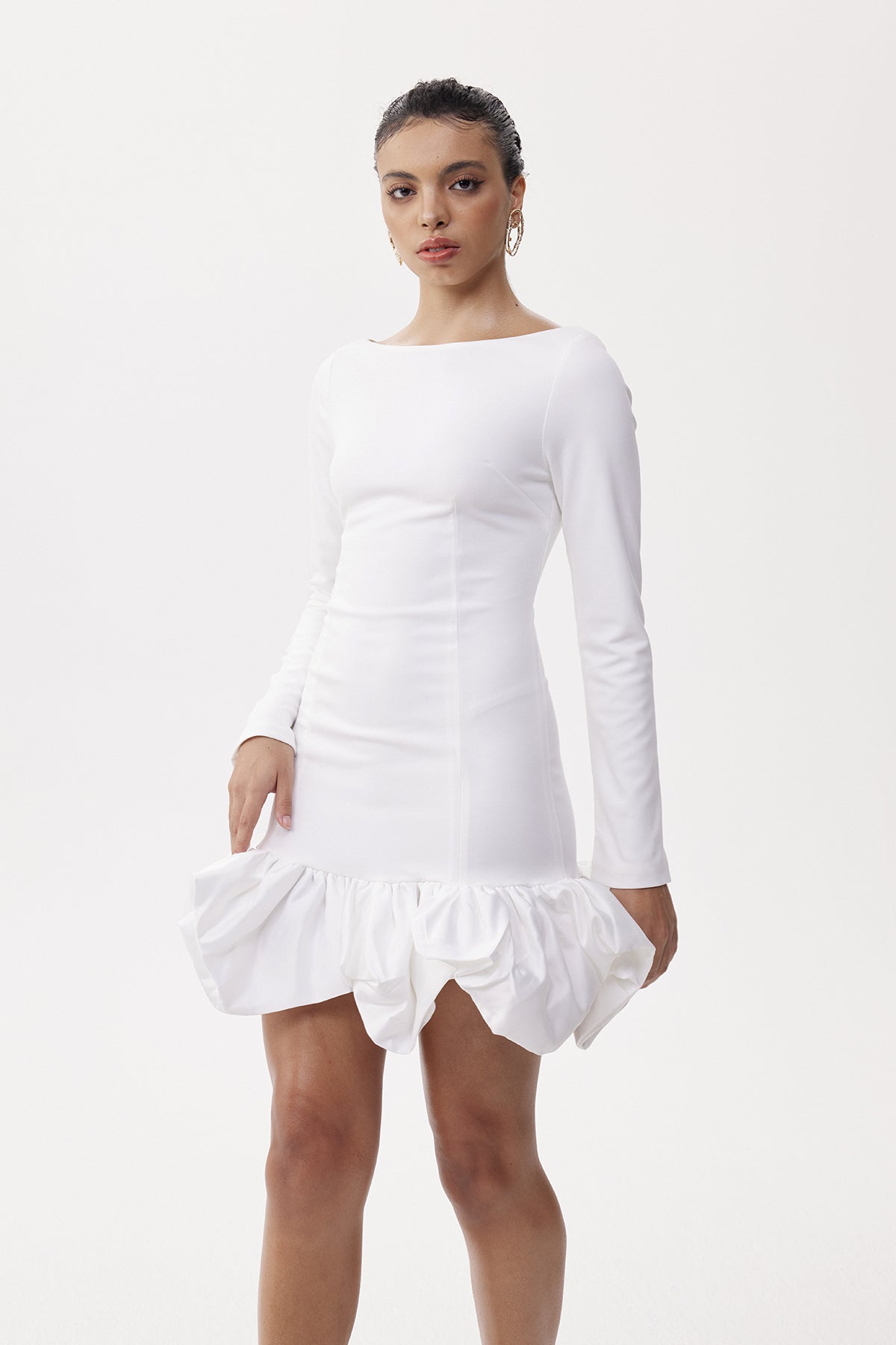 Eleonor Ruch Drop Waist Mini Dress In White