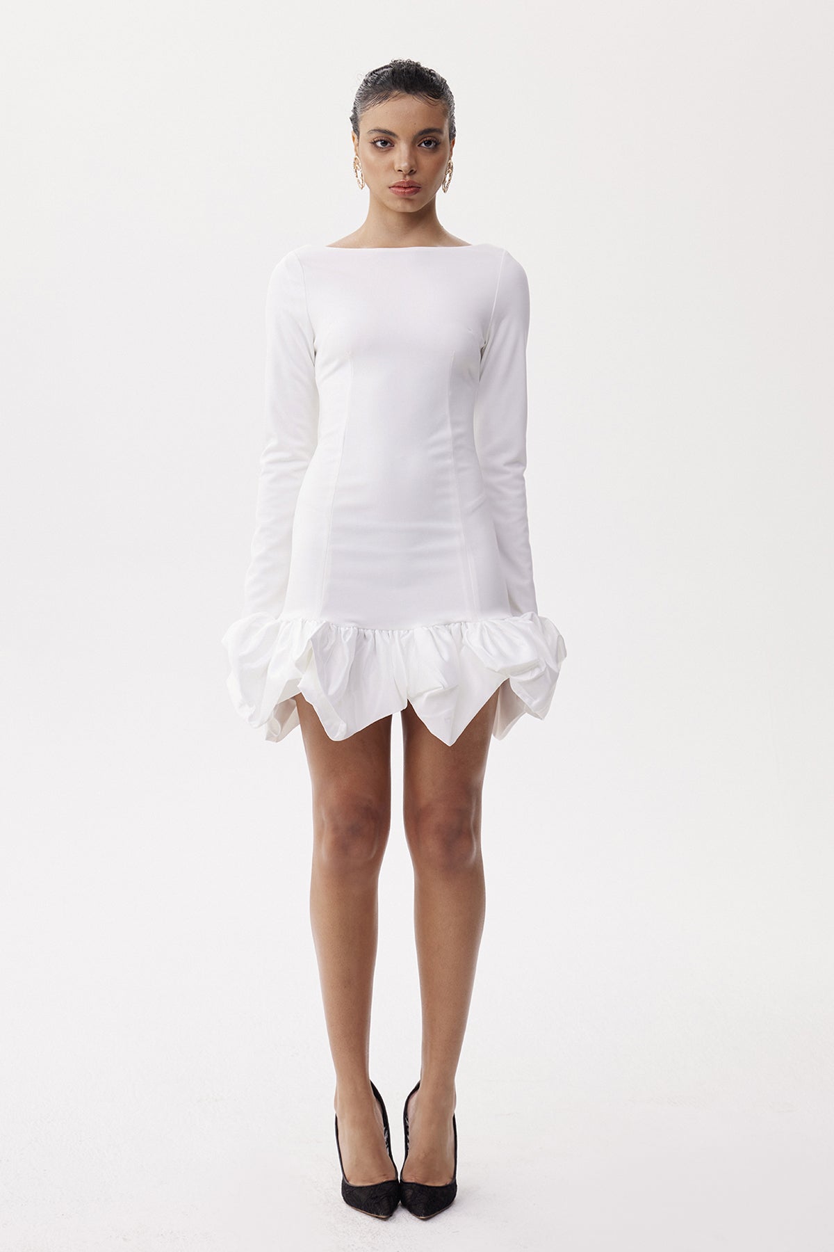 Eleonor Ruch Drop Waist Mini Dress In White