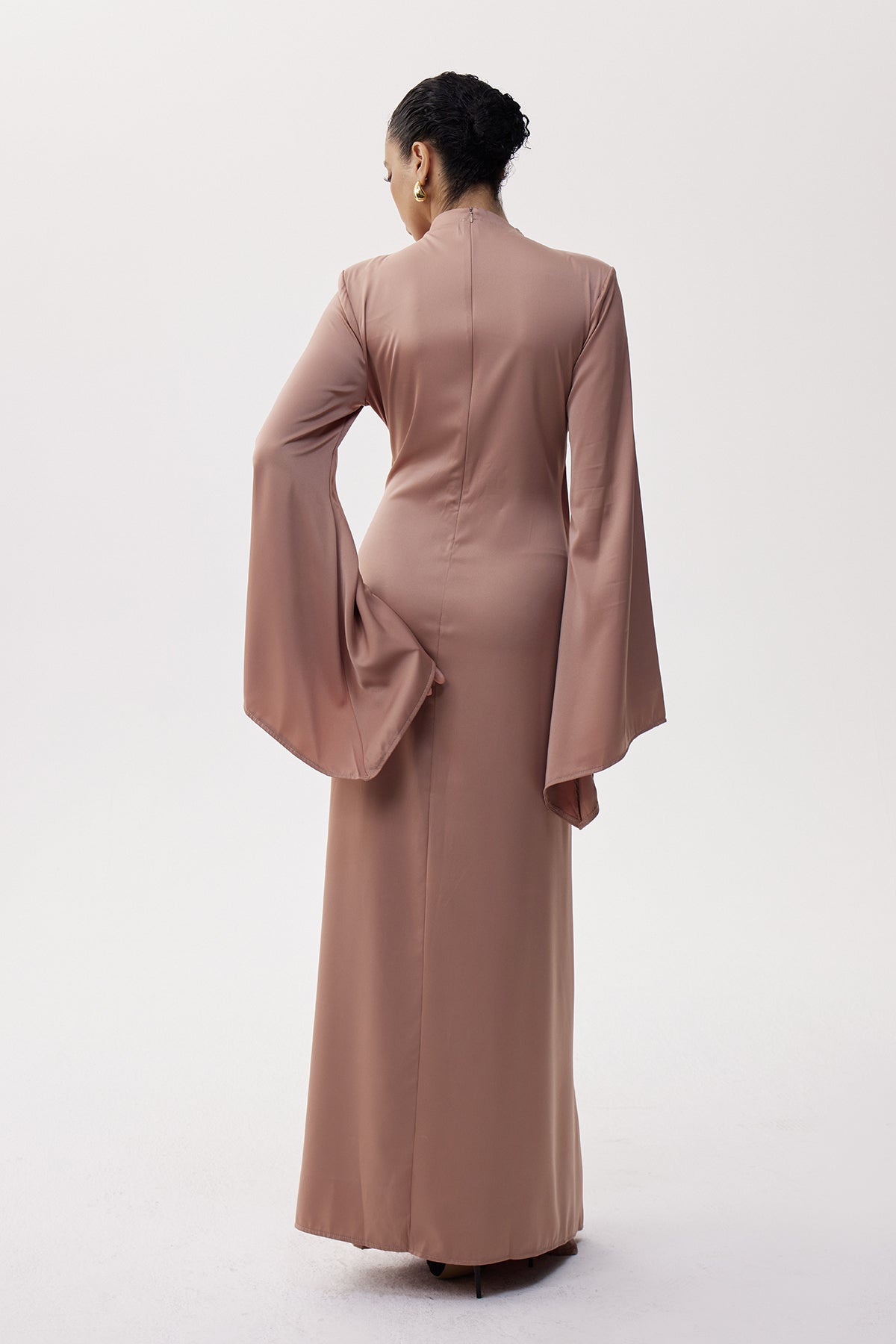 Eleutherios Tie Up Satin Maxi Dress
