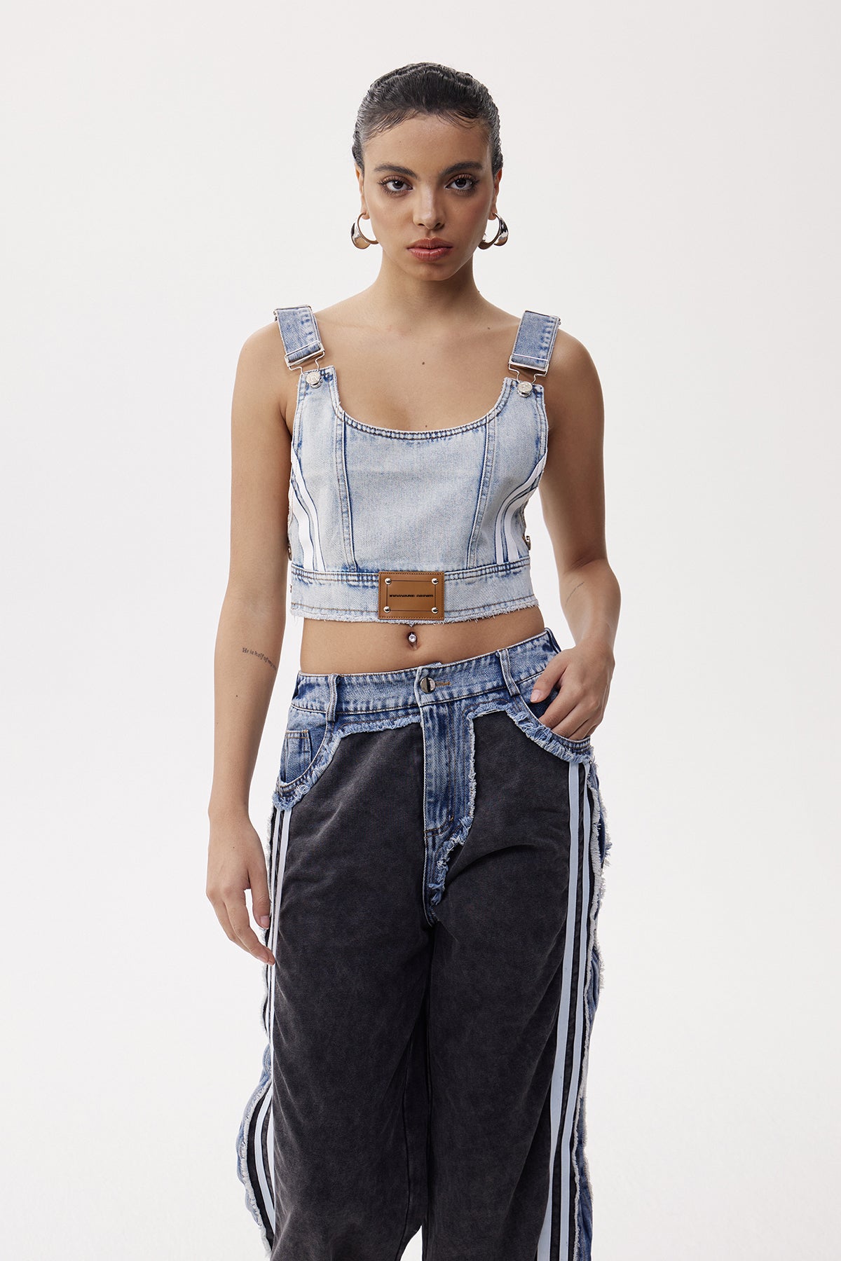 Elfa Crop Bleached Denim Top