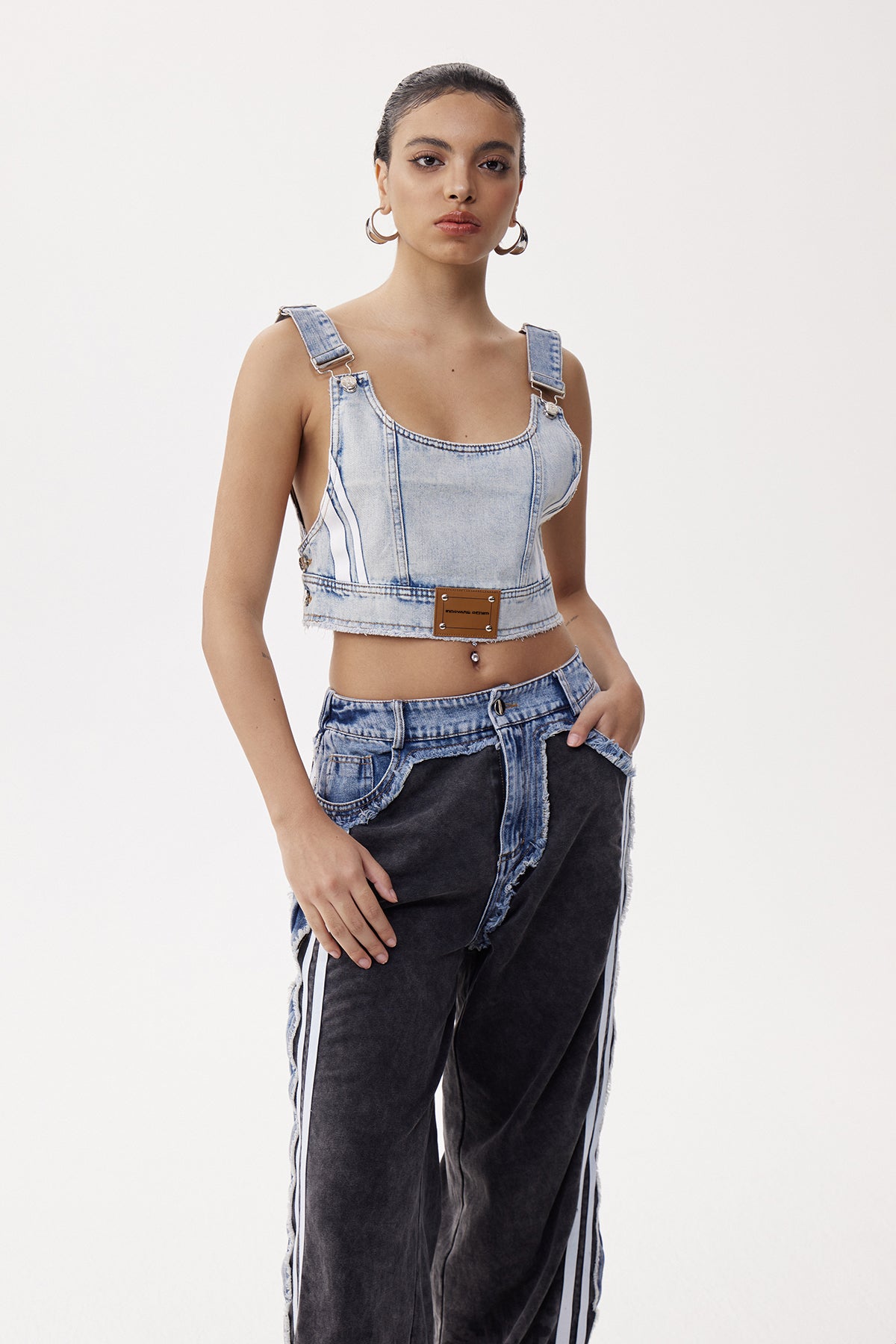 Elfa Crop Bleached Denim Top