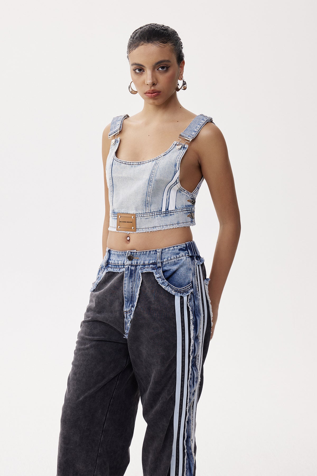 Elfa Crop Bleached Denim Top