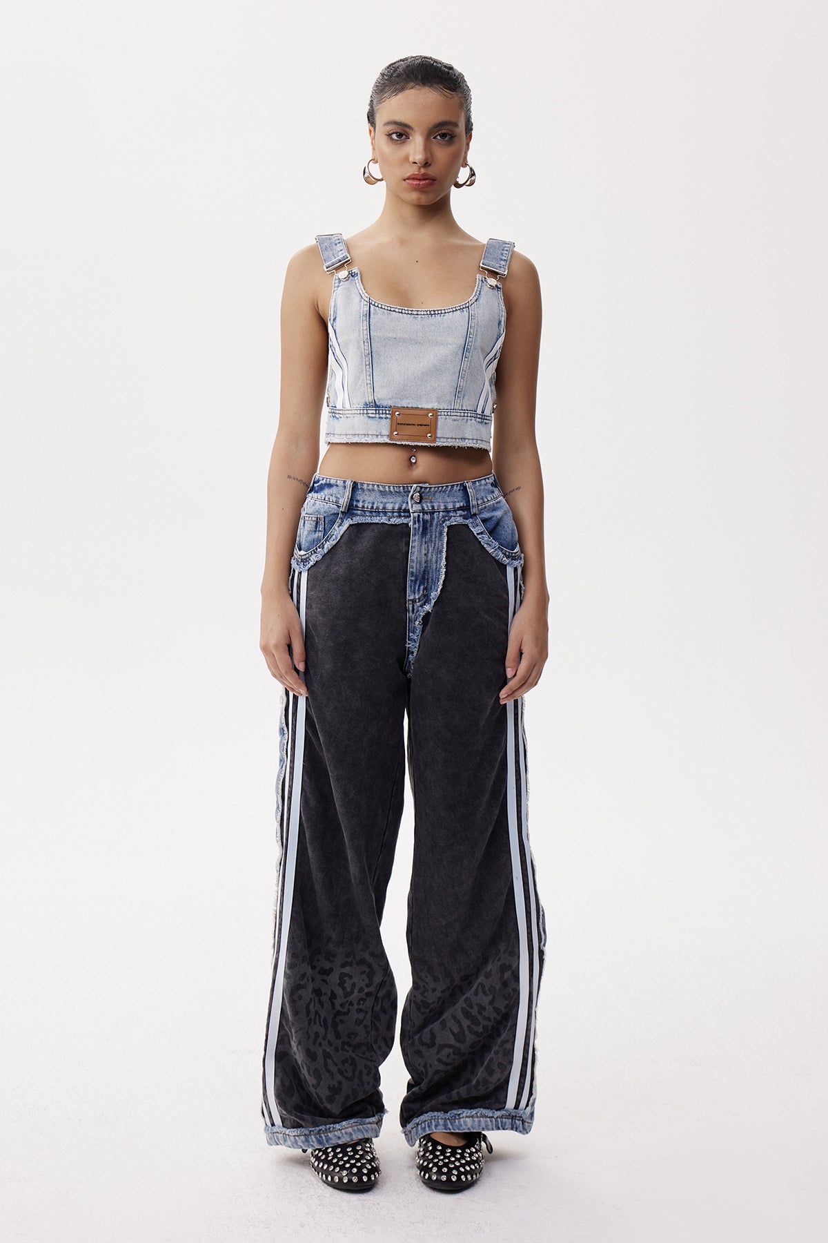 Elfa Crop Bleached Denim Top