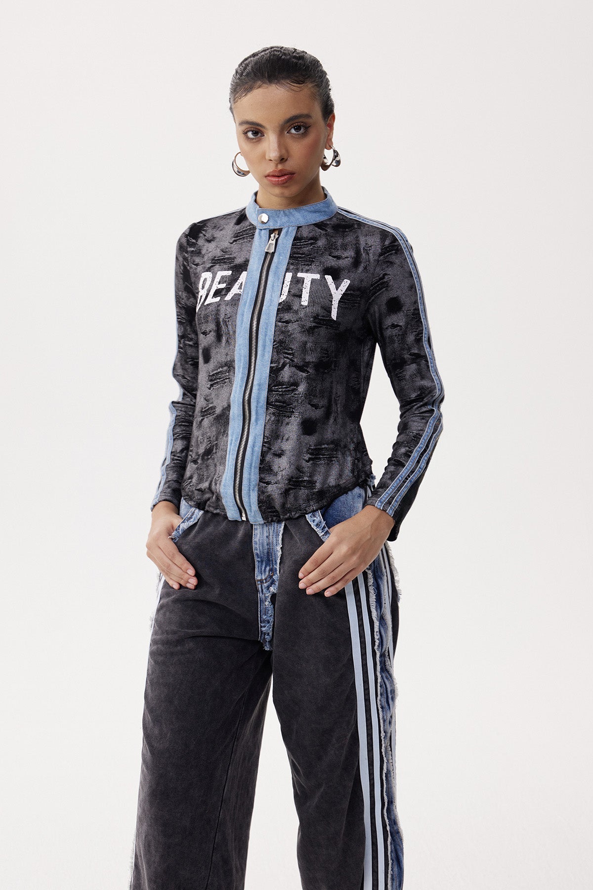 Elfreda Print Denim Top