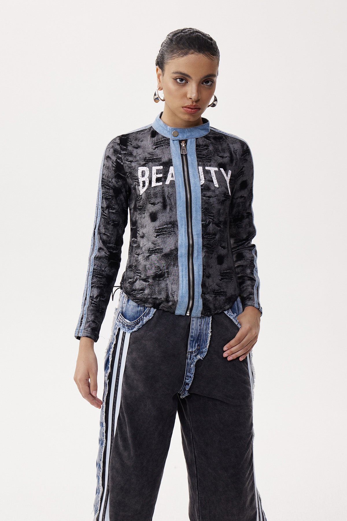 Elfreda Print Denim Top