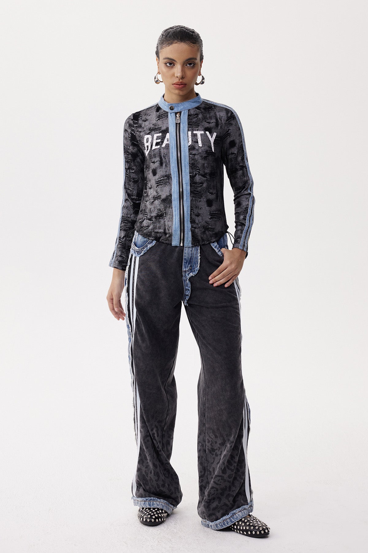 Elfreda Print Denim Top