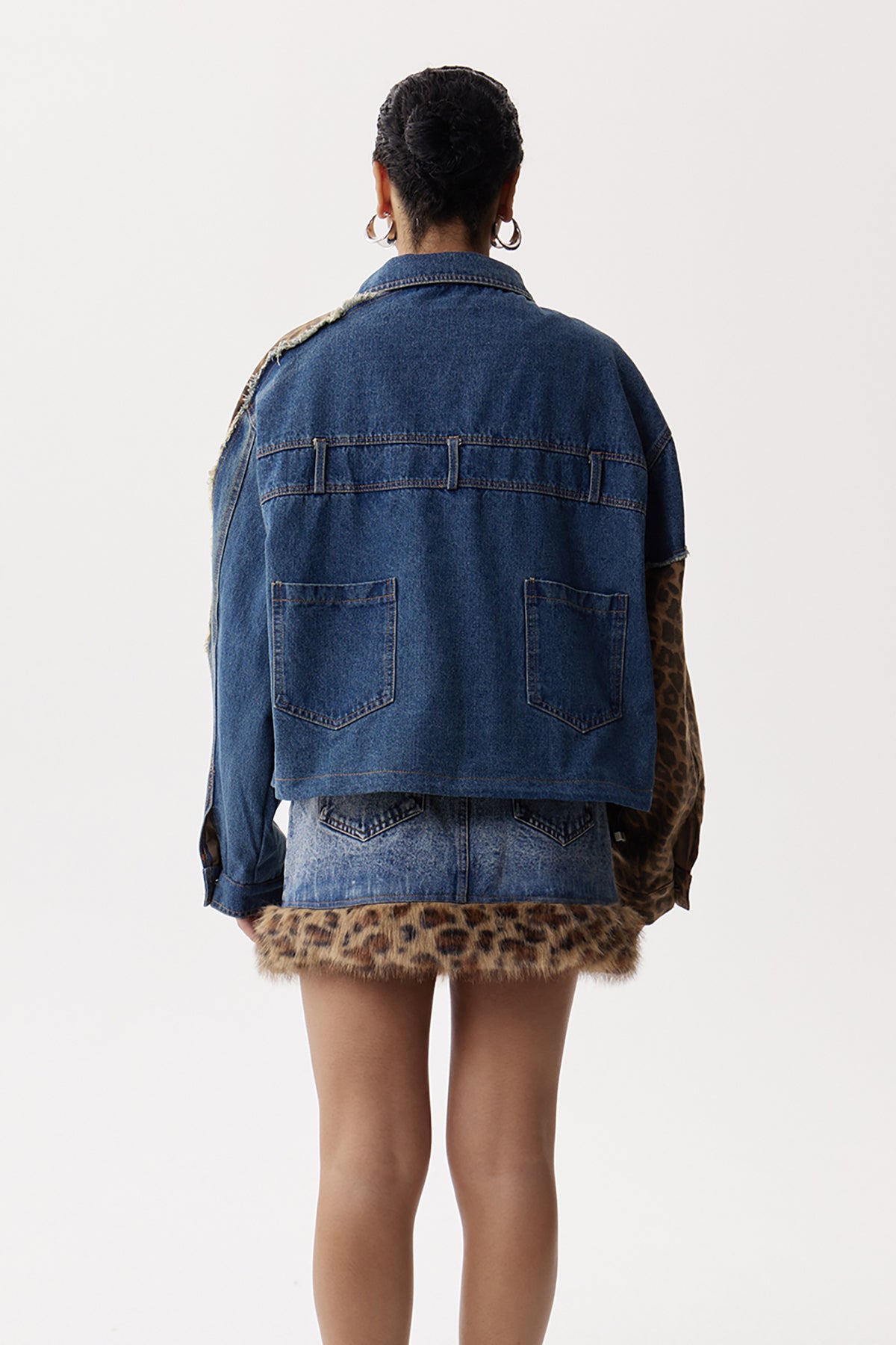 Elfriede Deconstruct Leopard Denim Jacket