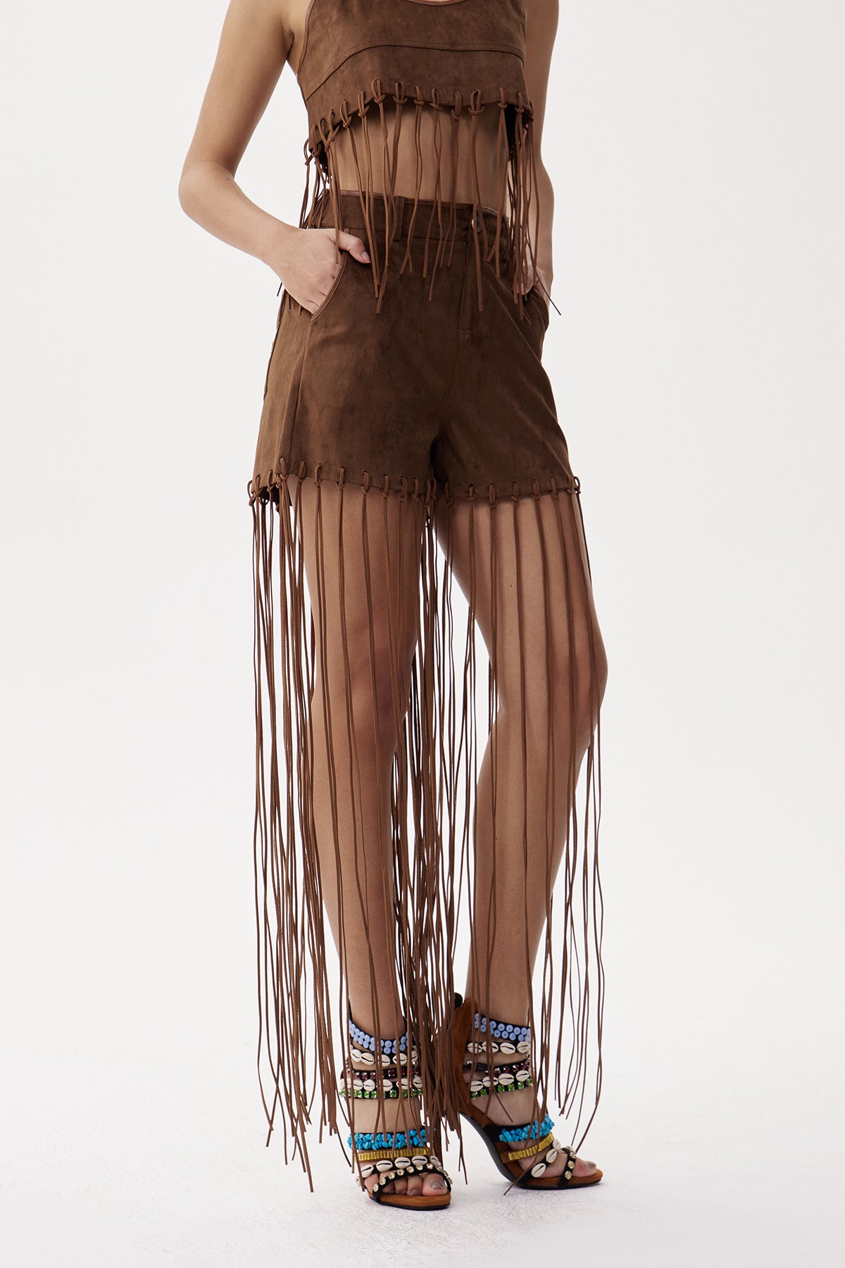 Elia Suede Fringe Pants