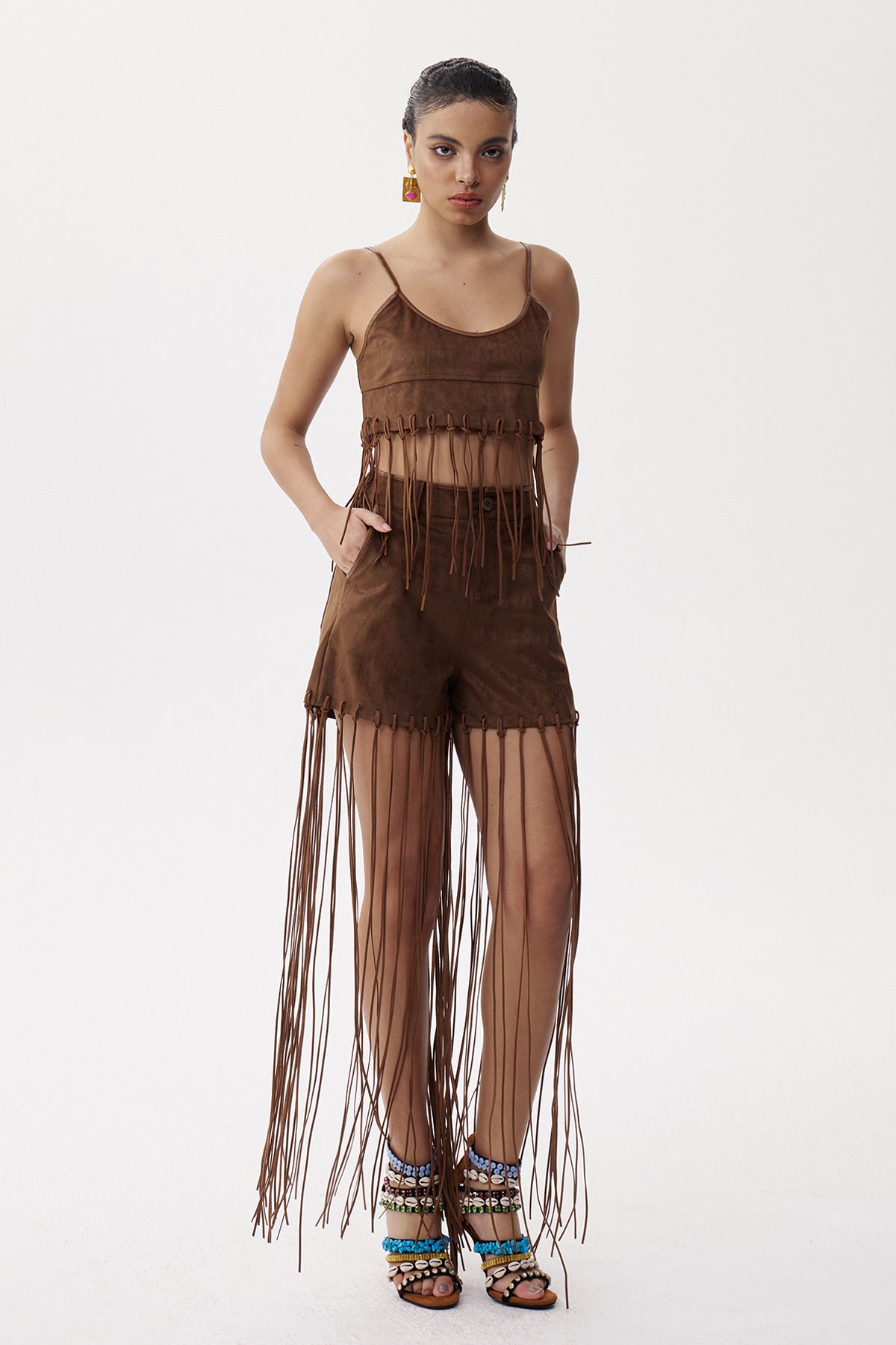 Elia Suede Fringe Pants