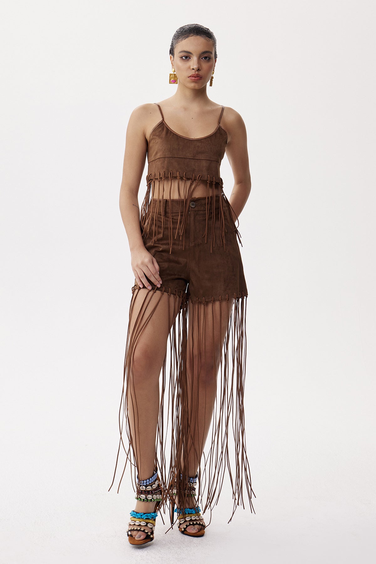 Elia Suede Fringe Top