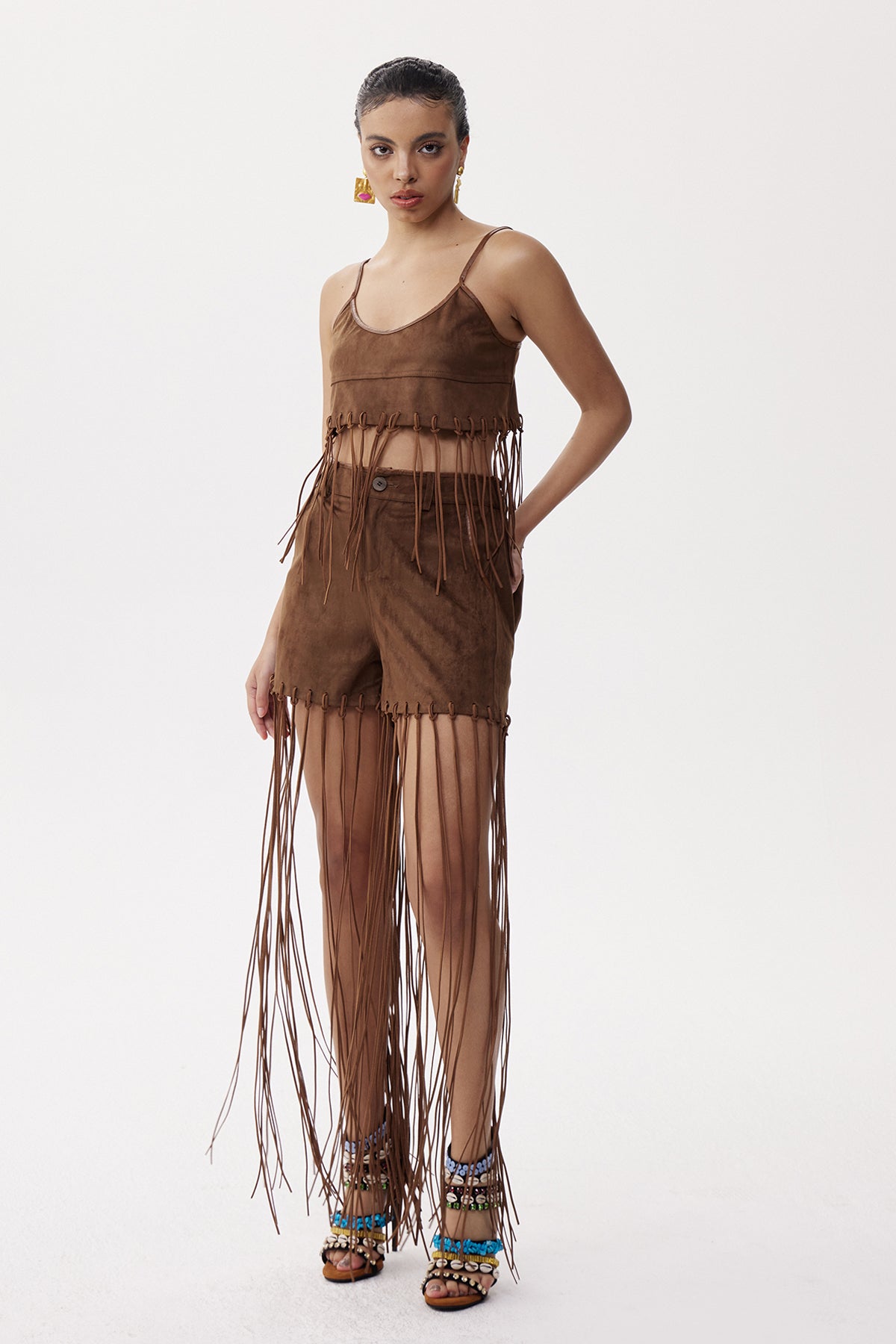 Elia Suede Fringe Top